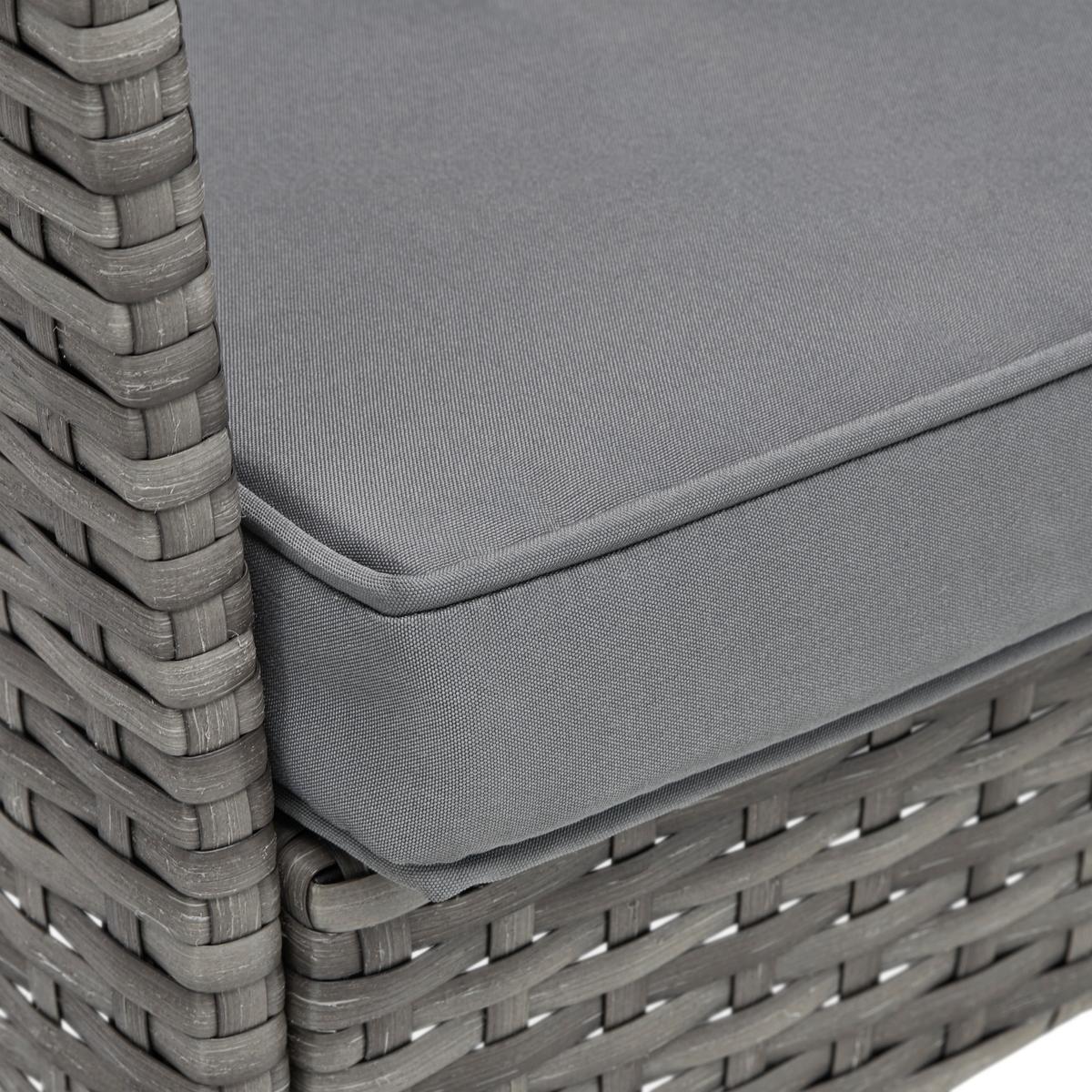 Loungegarnitur-Set Padua Grau aus Kunststoffgeflecht - Hellgrau/Schwarz, Modern, Glas/Kunststoff - Mömax