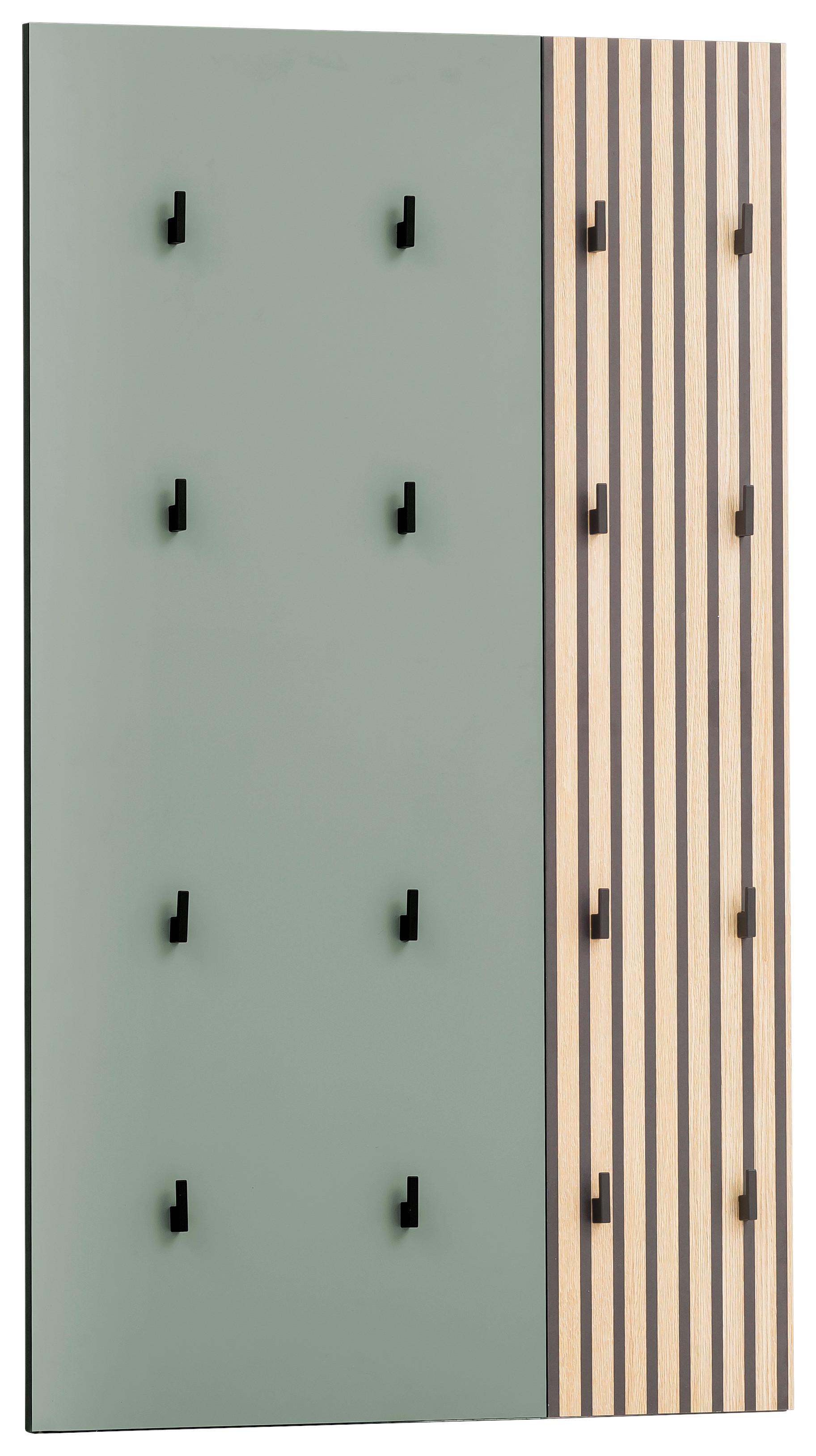 Garderobni Panel Alexa, Zelena, Barva Hrasta - barve hrasta/zelena, Design, leseni material (73,5/109/2,6cm) - MID.YOU