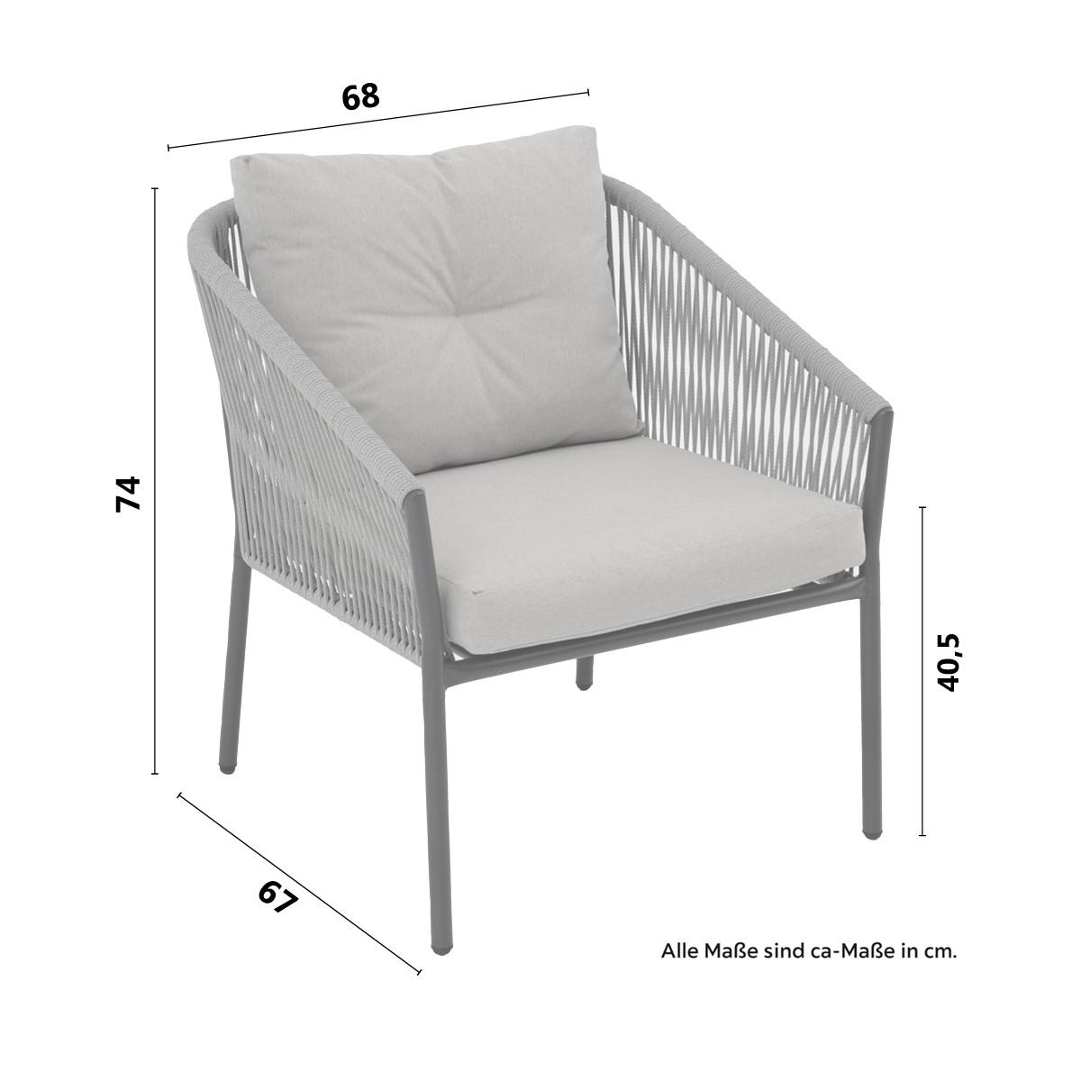 Gartenset Reini Dungelgrau/Beige, 4-teilig - Dunkelgrau/Beige, MODERN, Textil/Metall (120/74/68cm) - Mömax