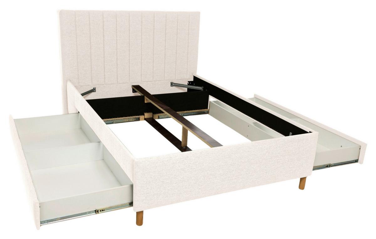 Polsterbett Talio Beige ca. 140x200cm - Eichefarben/Beige, KONVENTIONELL, Holz/Holzwerkstoff (140/200cm) - Mömax