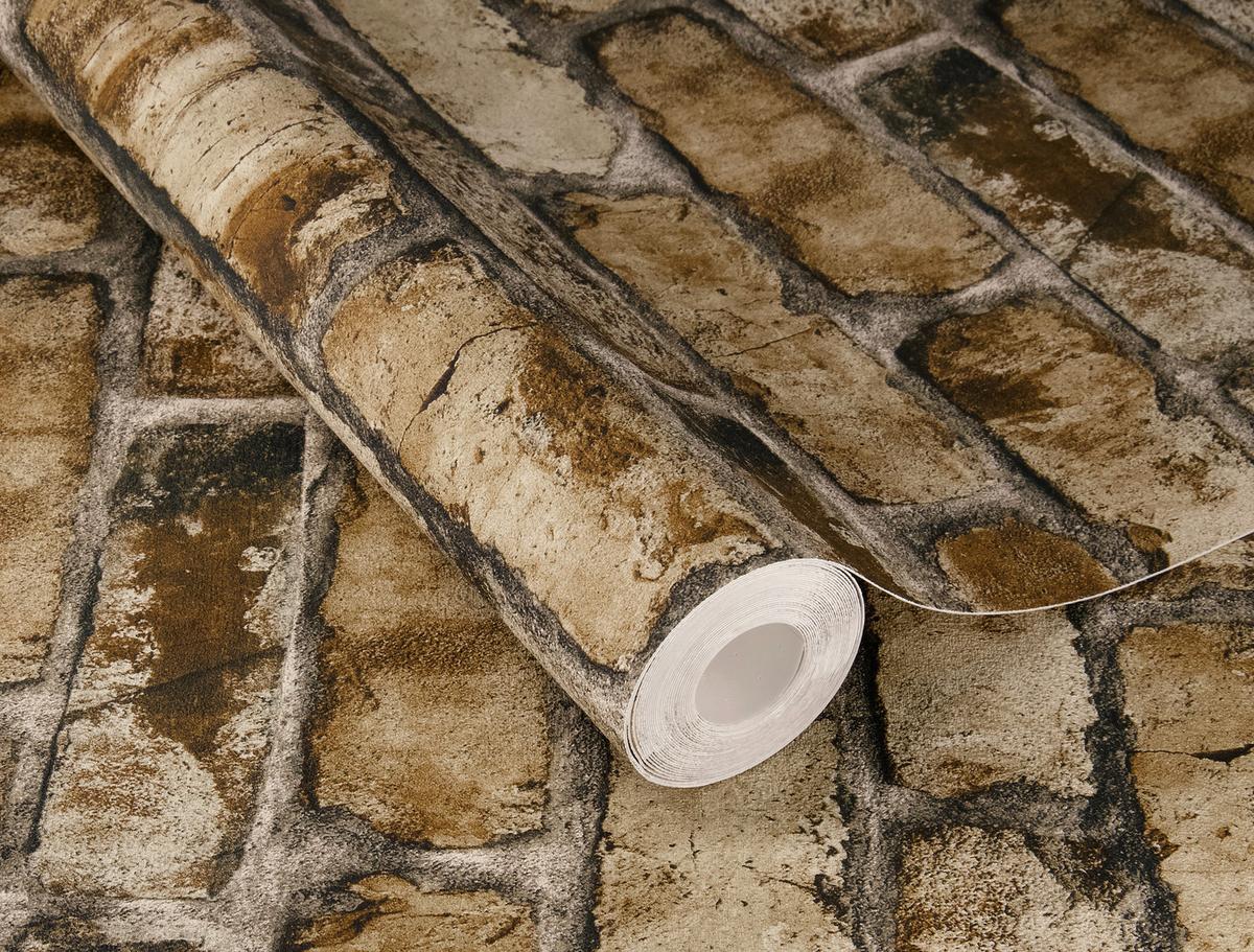 Tapete Clayton Braun - Braun, Natur, Textil (600/53cm) - Tesa