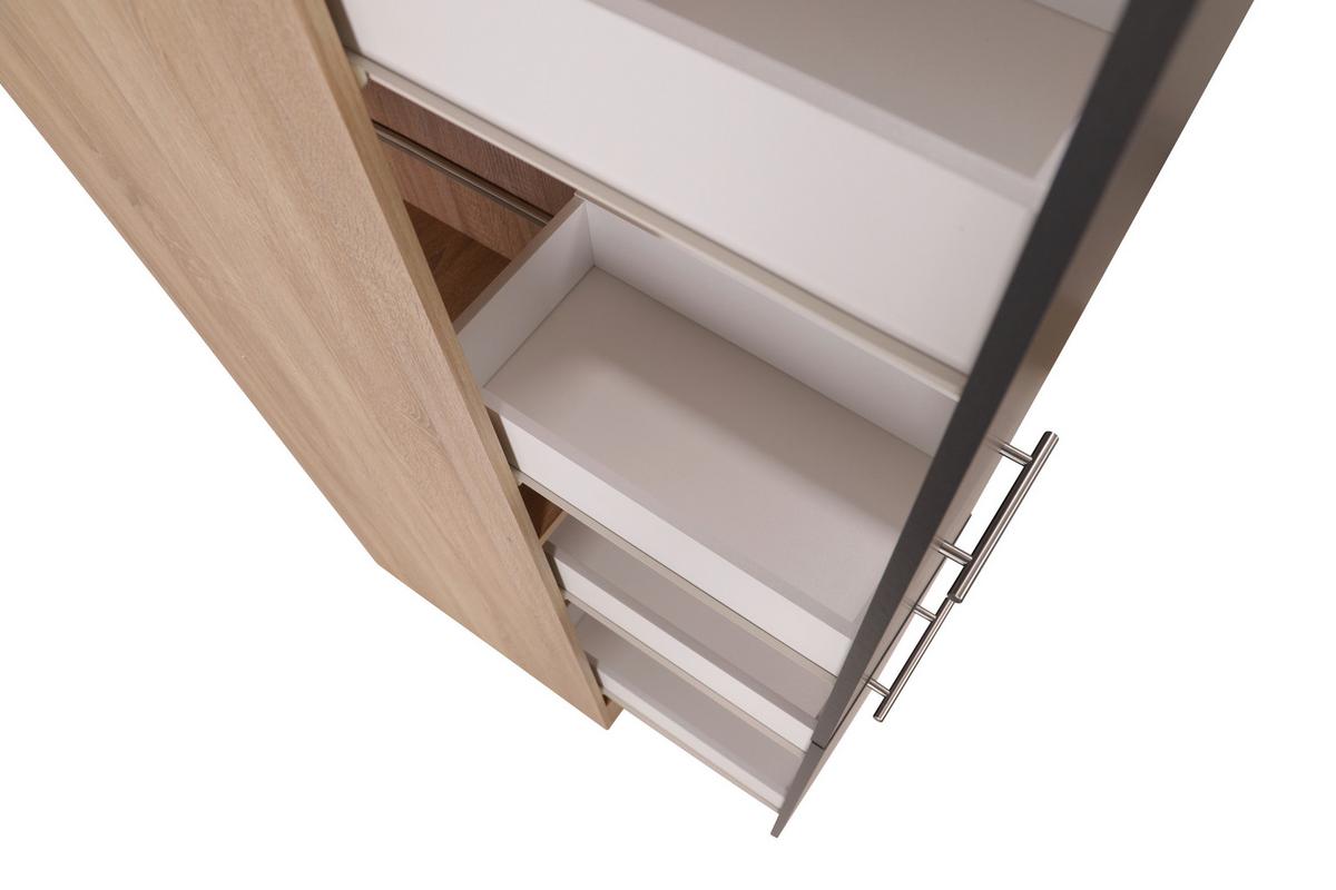 Apothekerschrank MERLE Grau/Eichefarben - Eichefarben/Silberfarben, Basics, Holzwerkstoff/Metall (30/200/60cm) - Respekta