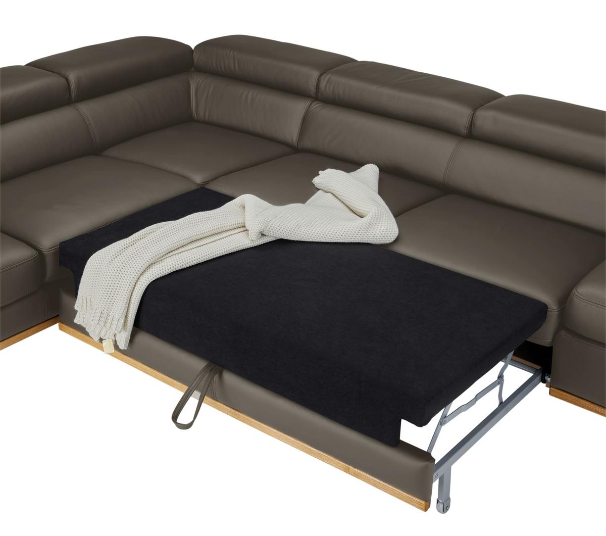 Wohnlandschaft Carmen rechts Dunkelgrau - Dunkelgrau/Schwarz, MODERN, Leder/Holz (292/72/226cm) - Premium Living