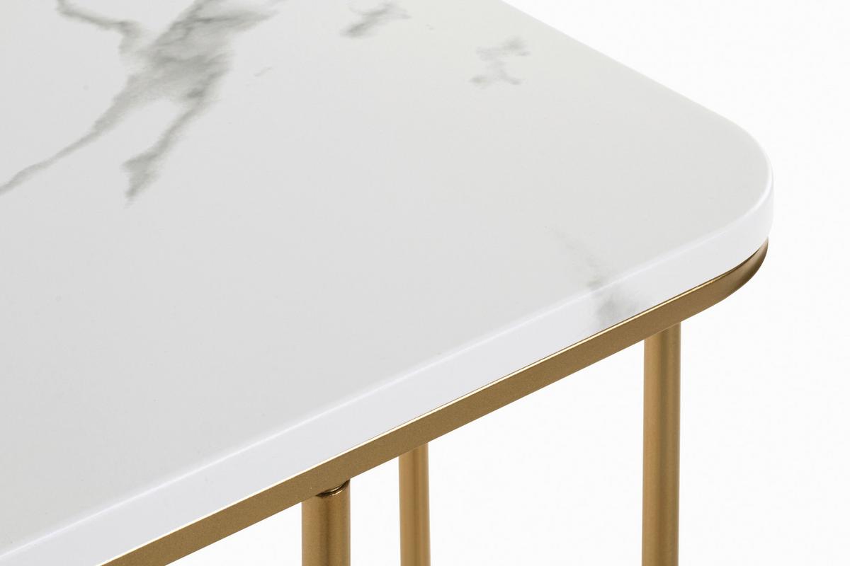 STOLIK BOCZNY ALBUFEIRA - biały/kolor złoty, Trend, materiał drewnopochodny/metal (45/67/30cm)