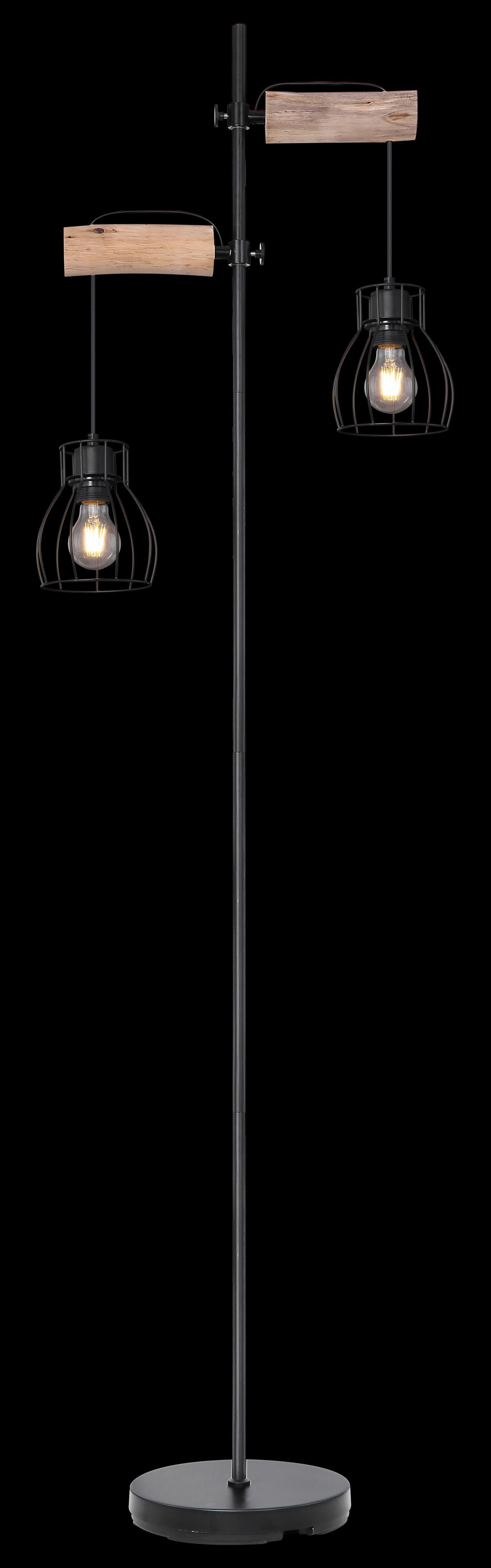 LAMPA STOJĄCA 15326-2SN MINA - kolor naturalny/czarny, Design, metal/drewno (47/168cm) - Globo