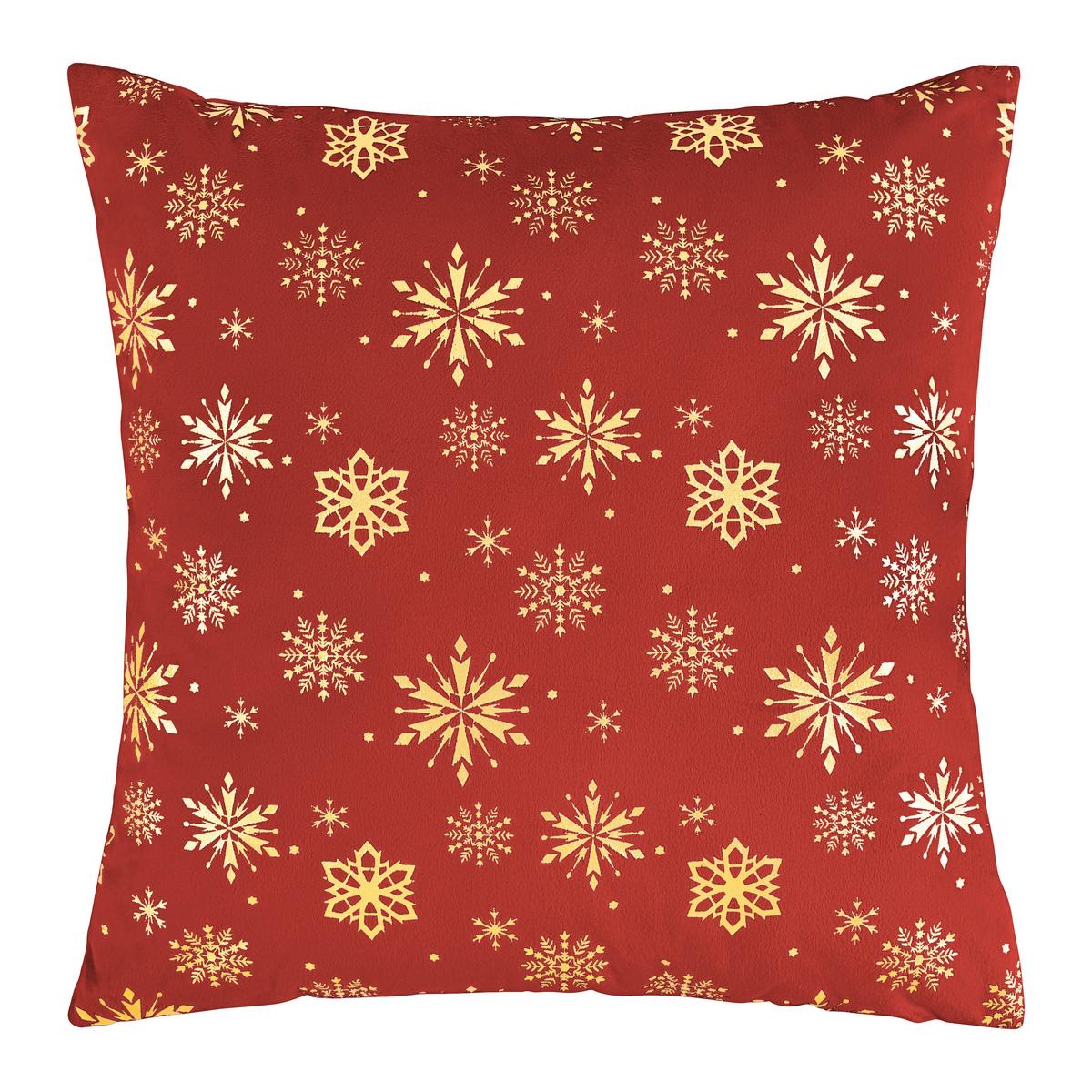 Díszpárna Snowflake 45/45 - piros/aranyszínű, textil (45/45cm) - Mömax