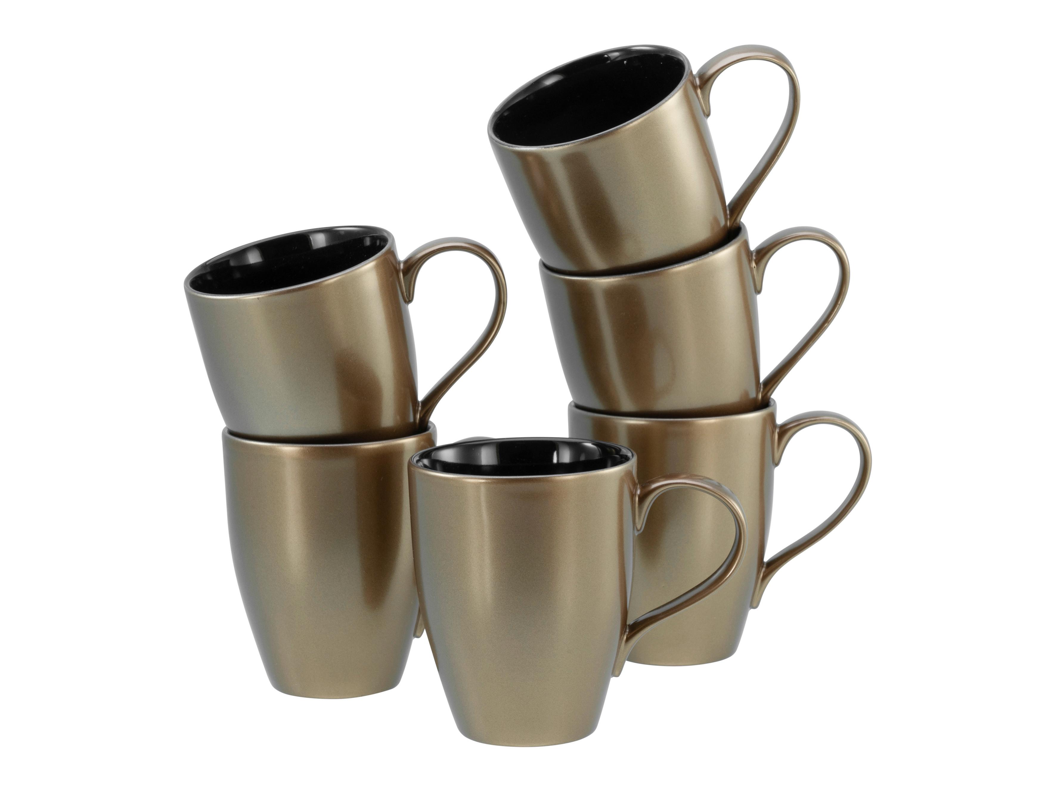 Set Skodelic Golden Days Black, 6-Delni - zlate barve/črna, Basics, keramika (300ml) - Creatable