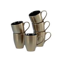 Set Skodelic Golden Days Black, 6-Delni - zlate barve/črna, Basics, keramika (300ml) - Creatable