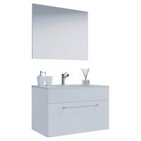 Kopalnica Badinos, Bela - bela/barve aluminija, Moderno, kovina/leseni material (80cm) - MID.YOU