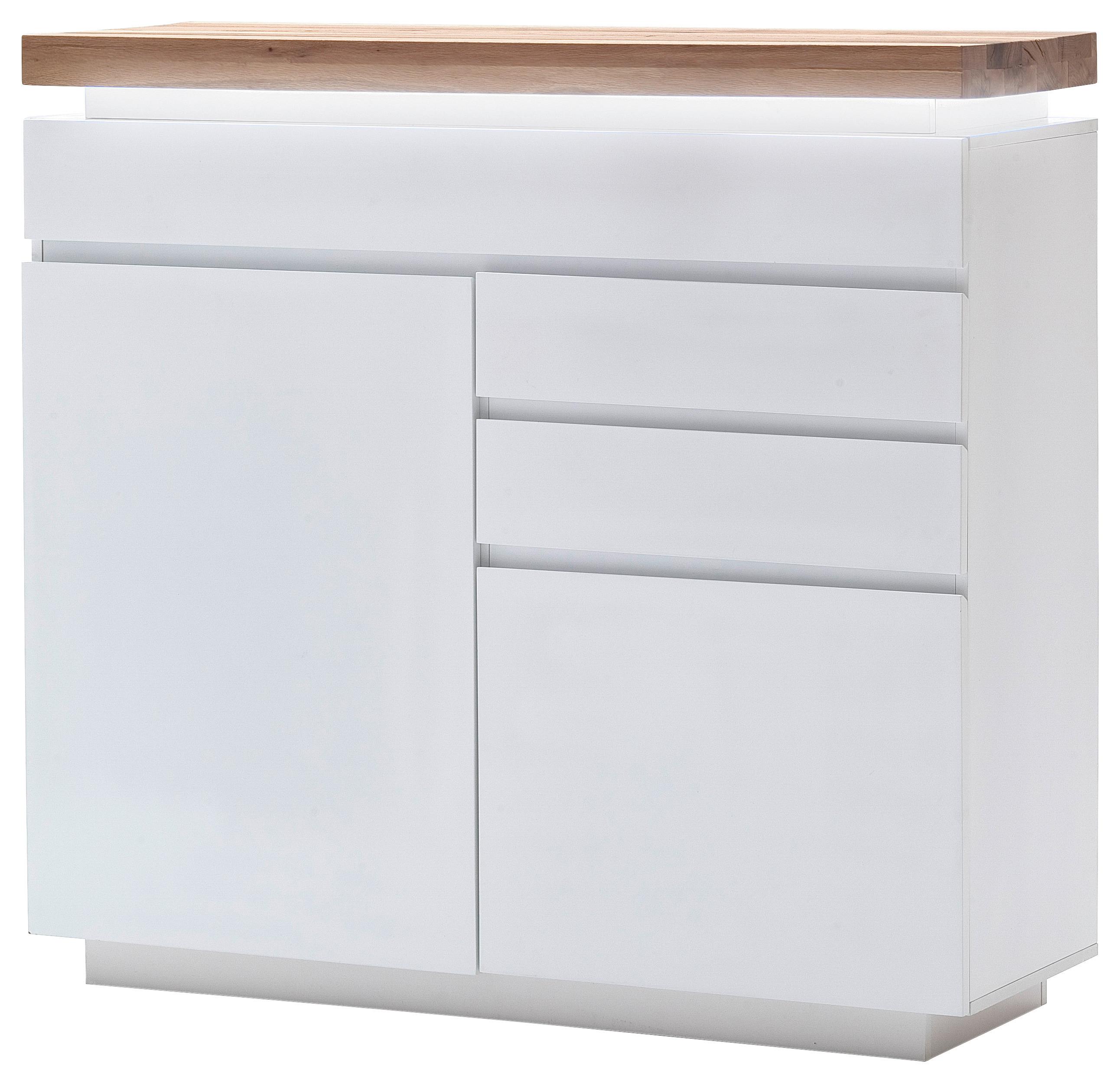 KOMODA ROMINA - kolor dębowy/biały, Design, materiał drewnopochodny/drewno (120/114/40cm)