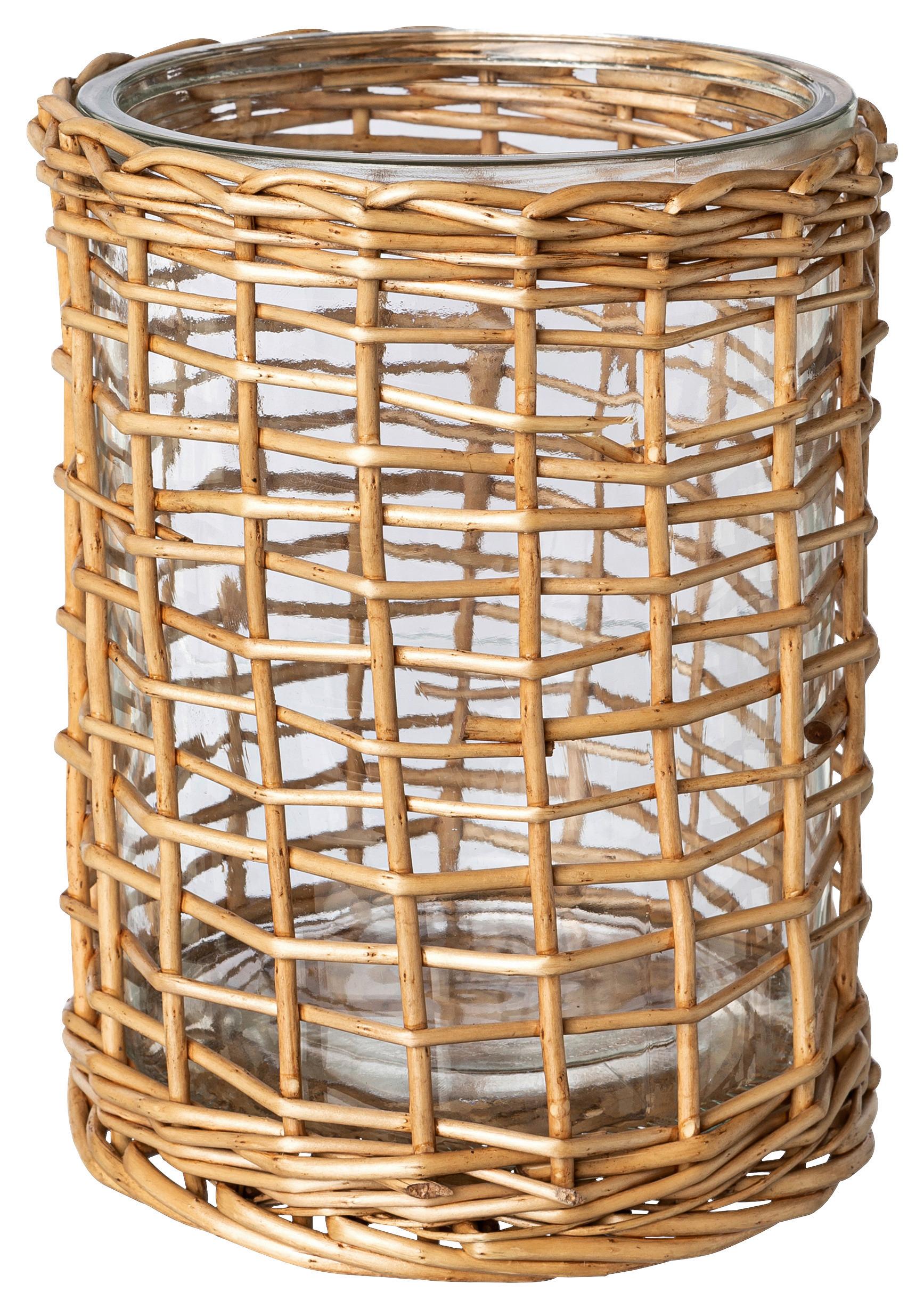 Suport de lumânare antivânt Weiden - culoare natur, Basics, sticlă/materiale naturale (14,3/20cm)