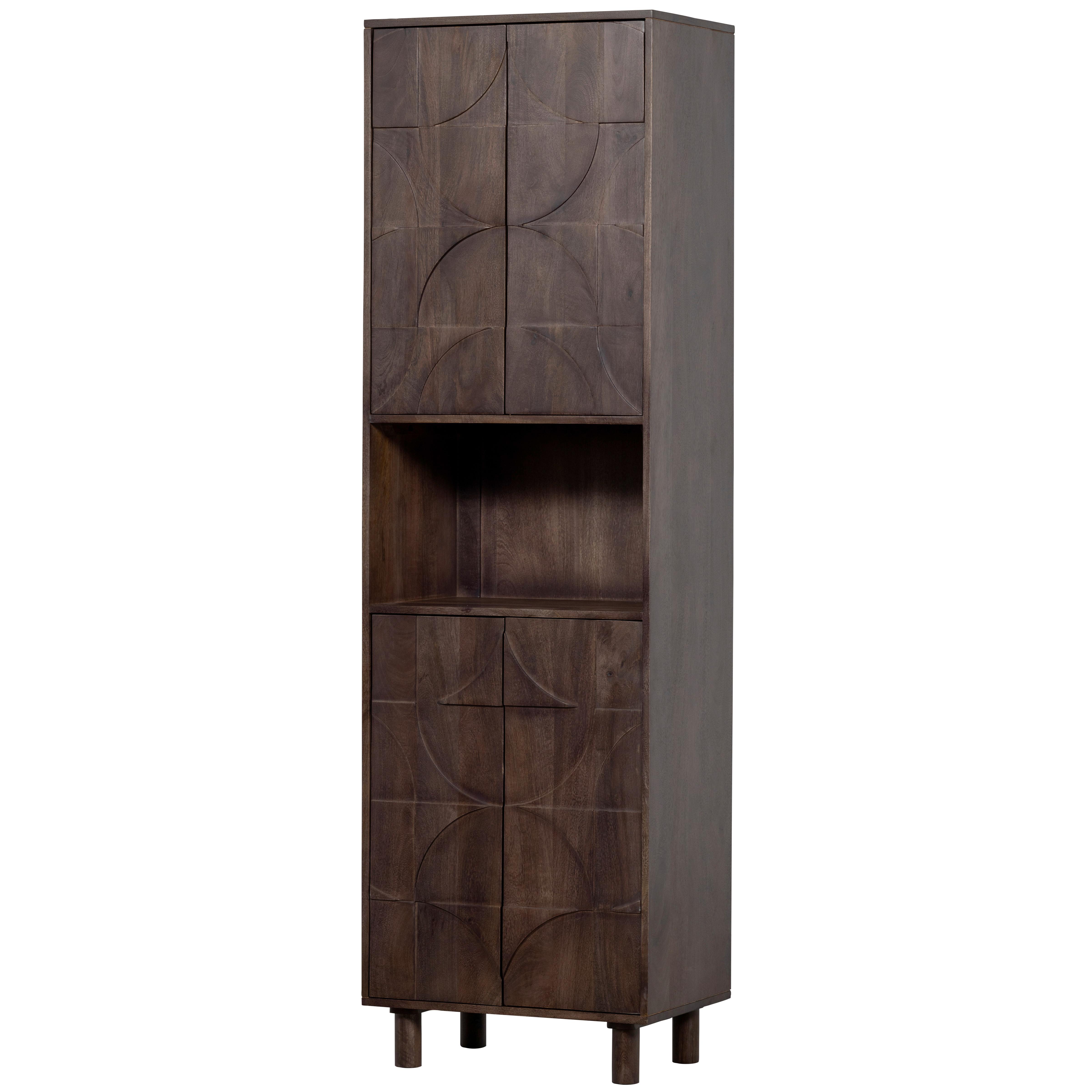Vitrine Draw Walnussfarben - Walnussfarben, Design, Holz (60/200/40cm) - Livetastic