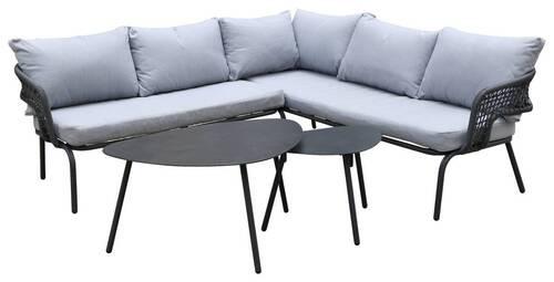Loungegarnitur Lyon in Anthrazit/Hellgrau - Anthrazit/Hellgrau, Modern, Glas/Kunststoff (194/72/68cm) - Mömax