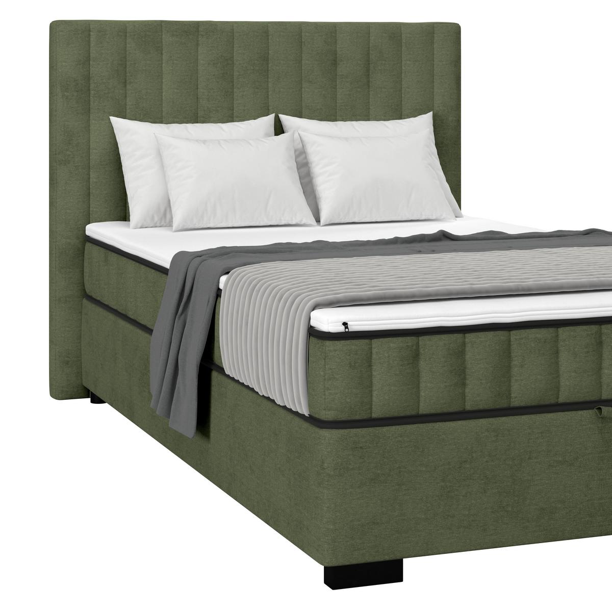 Box Krevet Maya C - maslinasto zelena/crna, Moderno, drvni materijal/drvo (100/200cm) - Modern Living