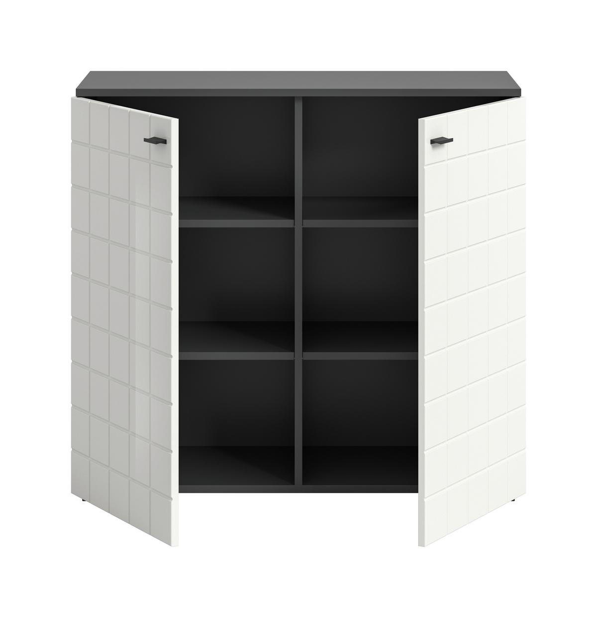 Komoda Monte, Bela, Antracit - črna/bela, Design, umetna masa/leseni material (92/87/37cm) - MID.YOU
