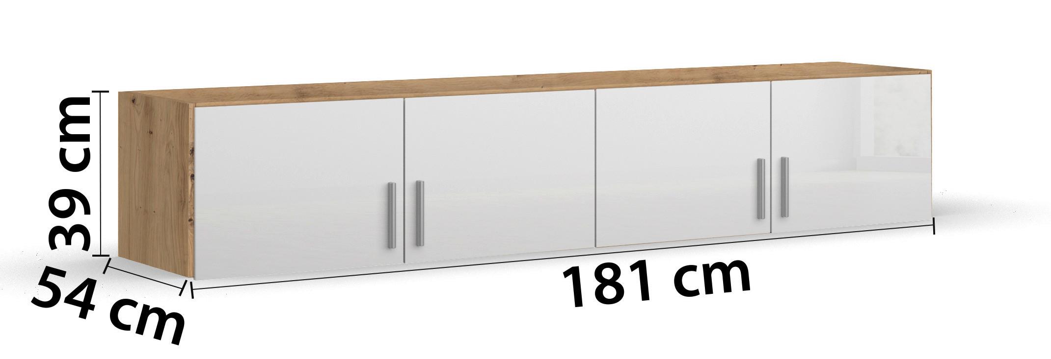 Szekrényrátét Fehér-tölgy Szín Celle - alumínium színű/Artisan tölgy, Modern, műanyag/faalapú anyag (181/40/54cm)