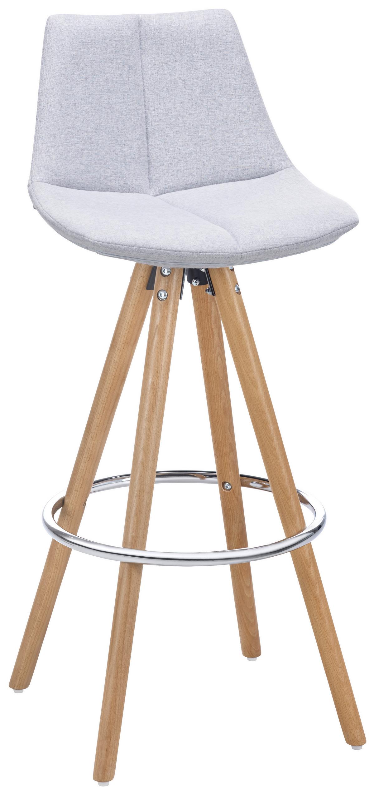 STOŁEK BAROWY NELO - kolor bukowy/jasnoszary, Modern, metal/drewno (42/100/33cm) - Bessagi Home