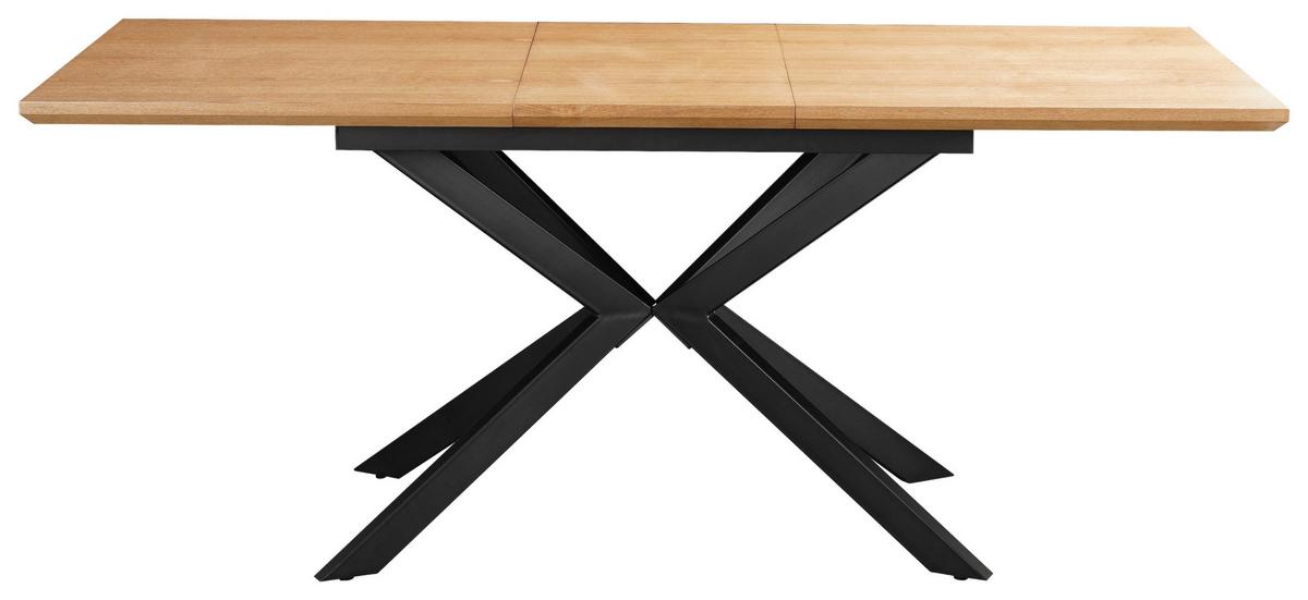Jedilna Miza Elena, Naravna Barva, Črna, 140-180x80 - črna/naravne barve, Moderno, kovina/leseni material (140-180/80/76cm) - MID.YOU