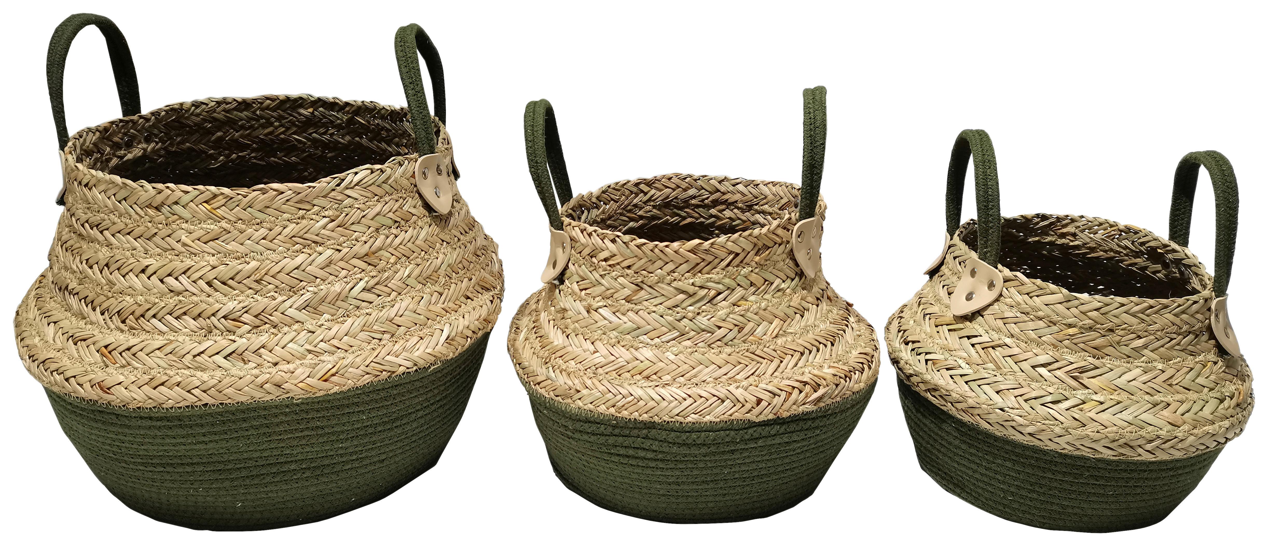 Coș Oliver - culoare natur/măsliniu, Lifestyle, materiale naturale (38/34cm) - Zandiara