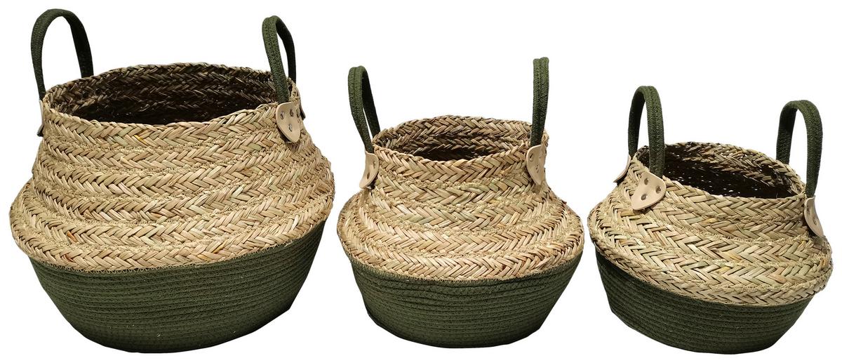 Kosár Oliver - olívazöld/natúr, Lifestyle, természetes anyagok (38/34cm) - Zandiara