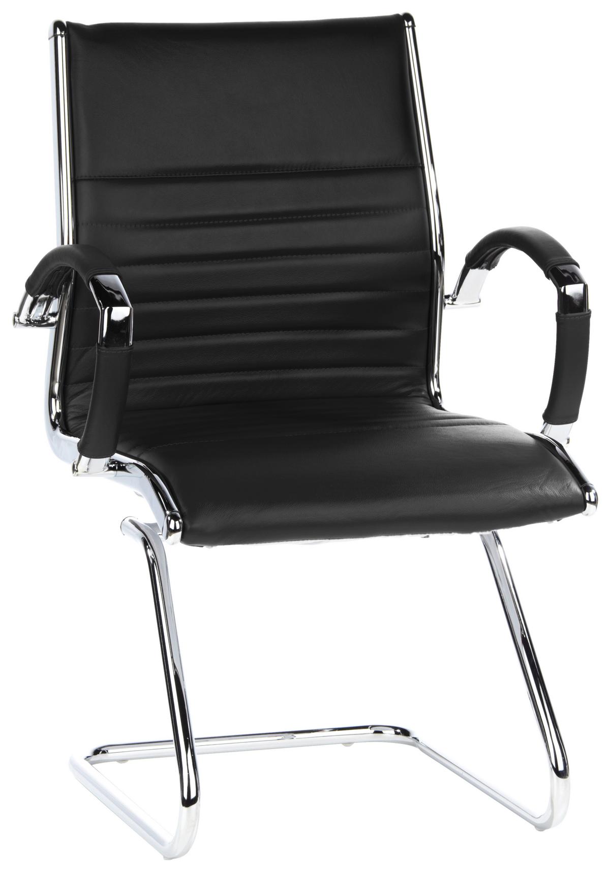 Besucherstuhl Parma V Schwarz/Chromfarben - Chromfarben/Schwarz, MODERN, Leder/Textil (62/94/46cm) - MID.YOU