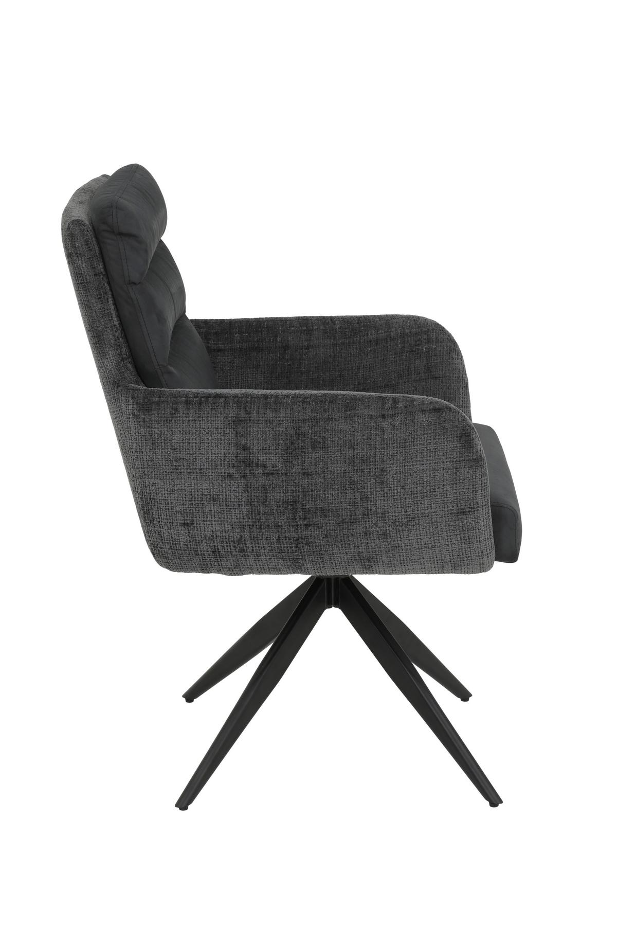 ARMLEHNSTUHL-SET LEANDRA S 2ER-SET - Anthrazit/Schwarz, MODERN, Textil/Metall (63/92/69cm) - MID.YOU