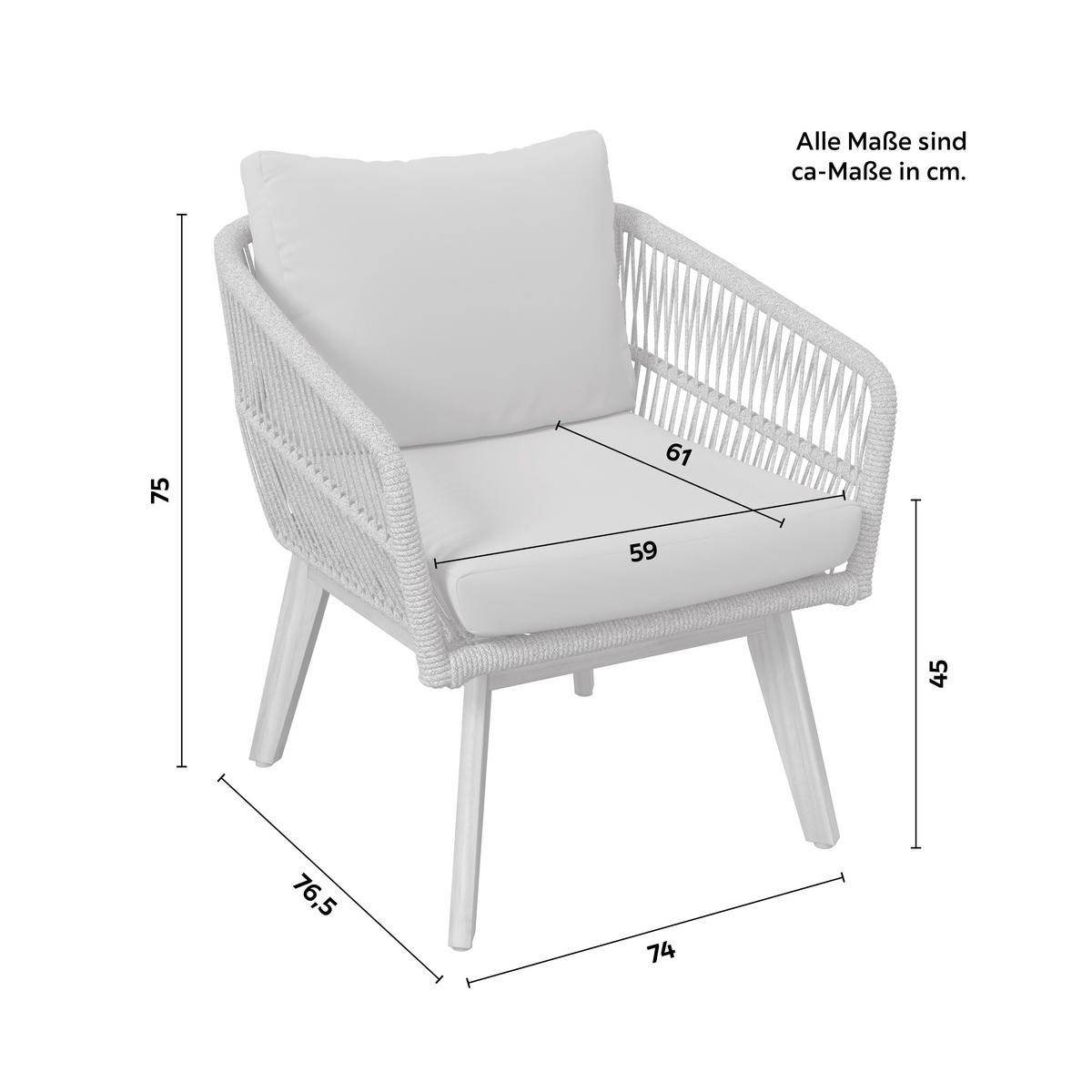 Gartenset Michi 2 Grau/Akaziefarben, 4-teilig - Grau/Akaziefarben, MODERN, Holz/Metall (76/162,5/75cm) - Mömax
