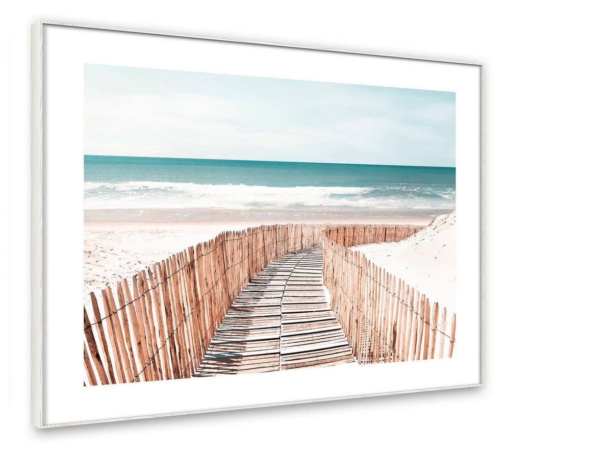 Bild Elena ca. 70x100cm - Türkis/Beige, Holzwerkstoff/Papier (100/70cm) - Modern Living
