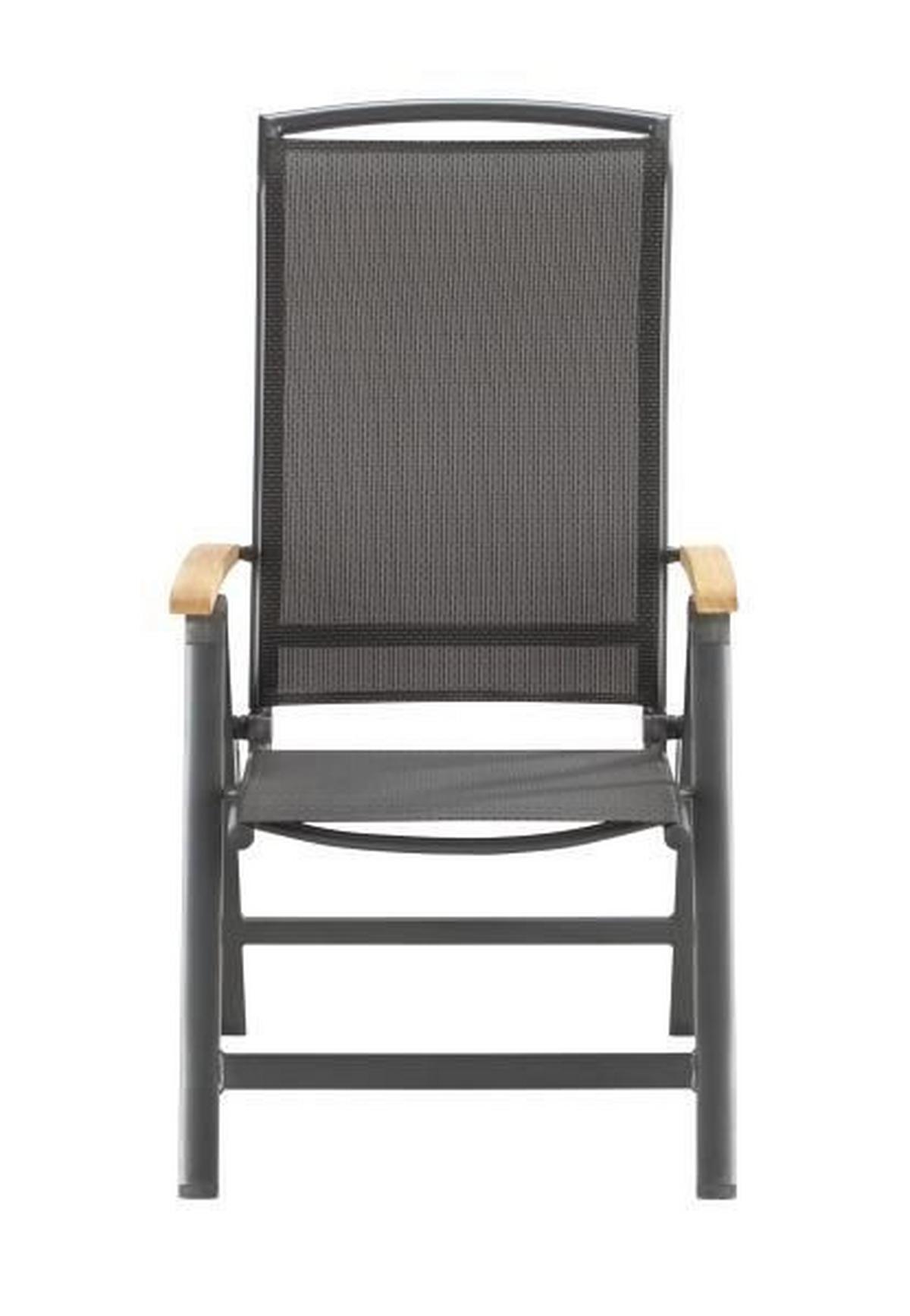 SKŁADANY FOTEL OGRODOWY PLANO - antracytowy/czarny, Basics, metal/drewno (63/116/60cm) - Mömax