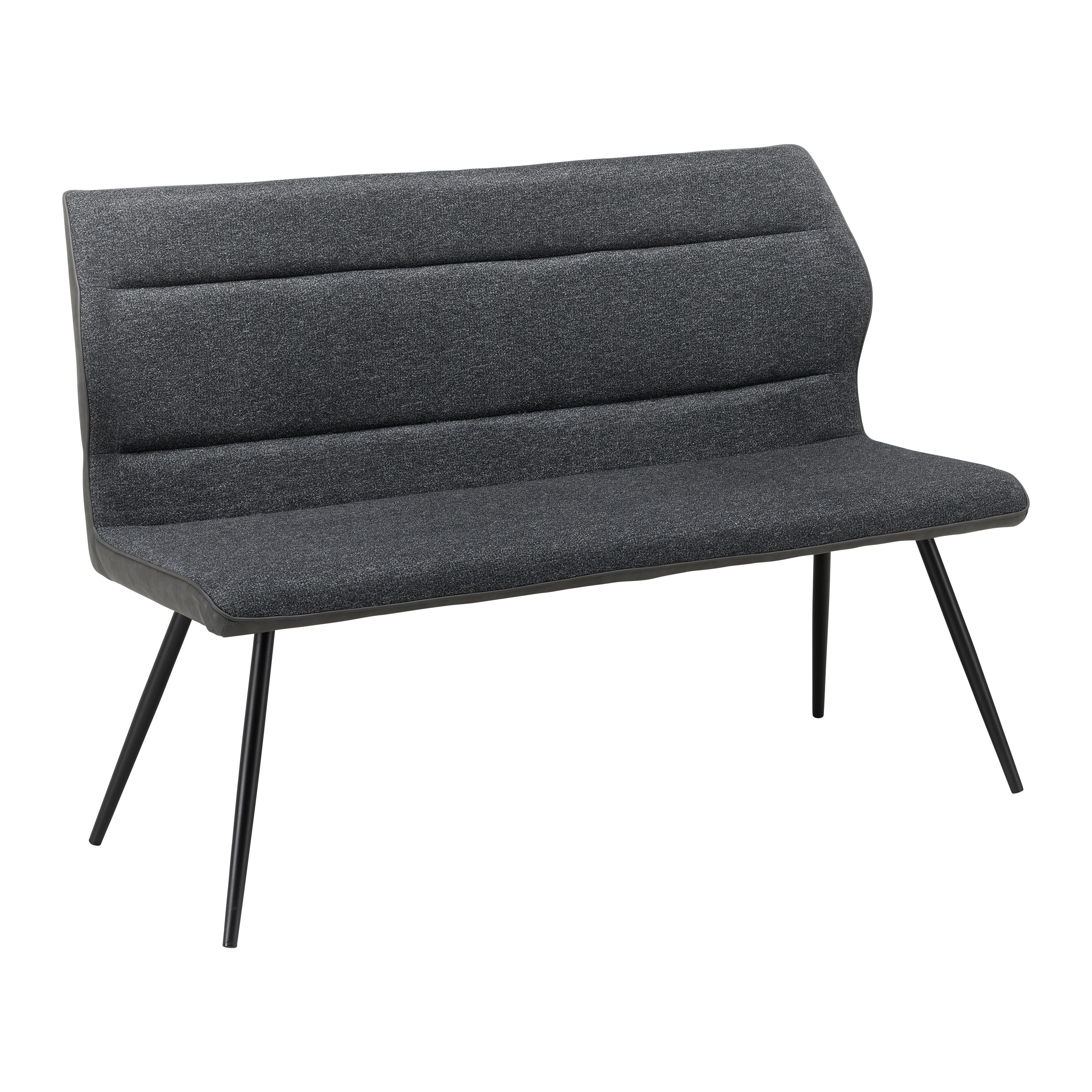 Sitzbank Eva Grau Webstoff Gepolstert - Dunkelgrau/Schwarz, MODERN, Holz/Textil (139/92,5/60,5cm) - Bessagi Home