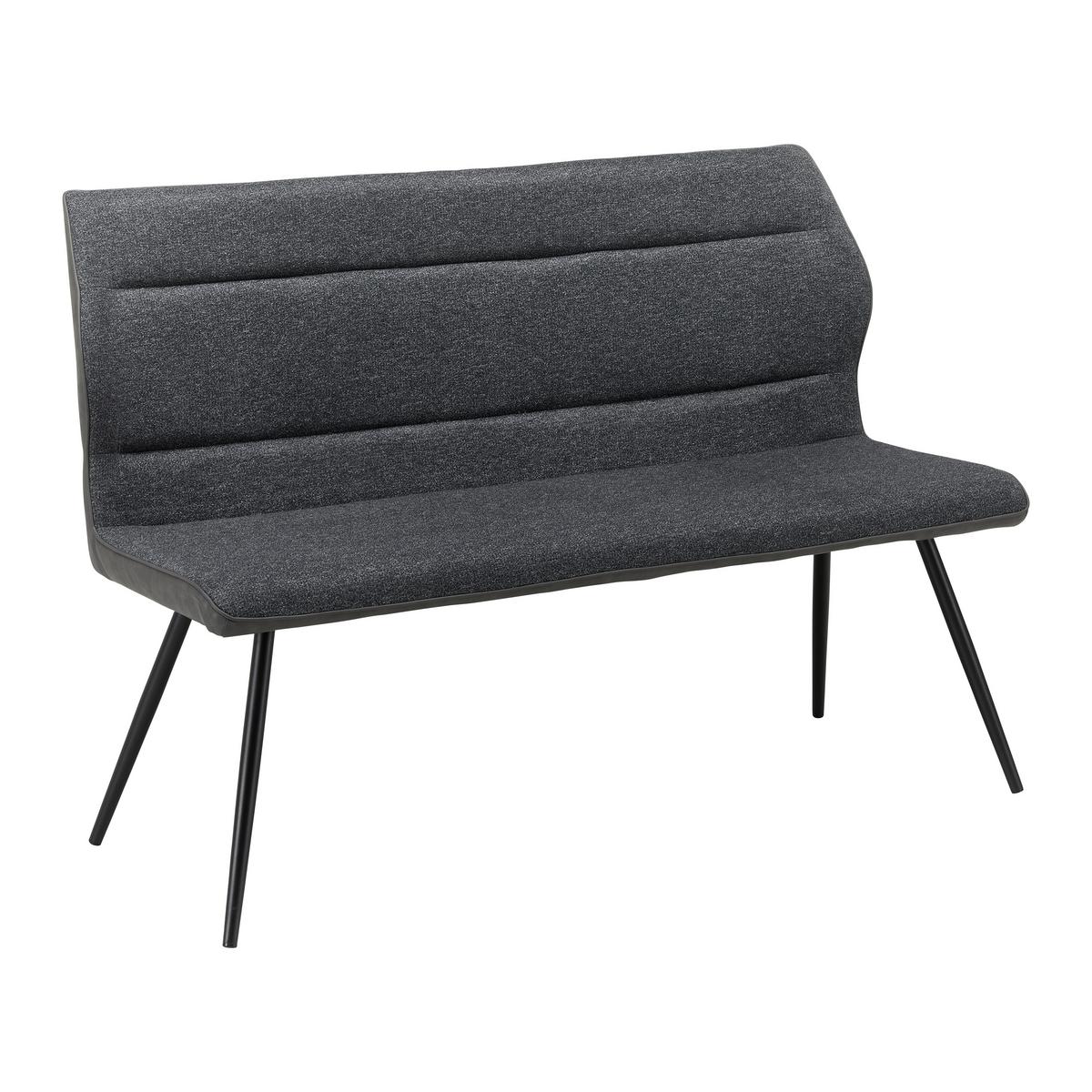 Sitzbank Eva Grau Webstoff Gepolstert - Dunkelgrau/Schwarz, MODERN, Holz/Textil (139/92,5/60,5cm) - Bessagi Home