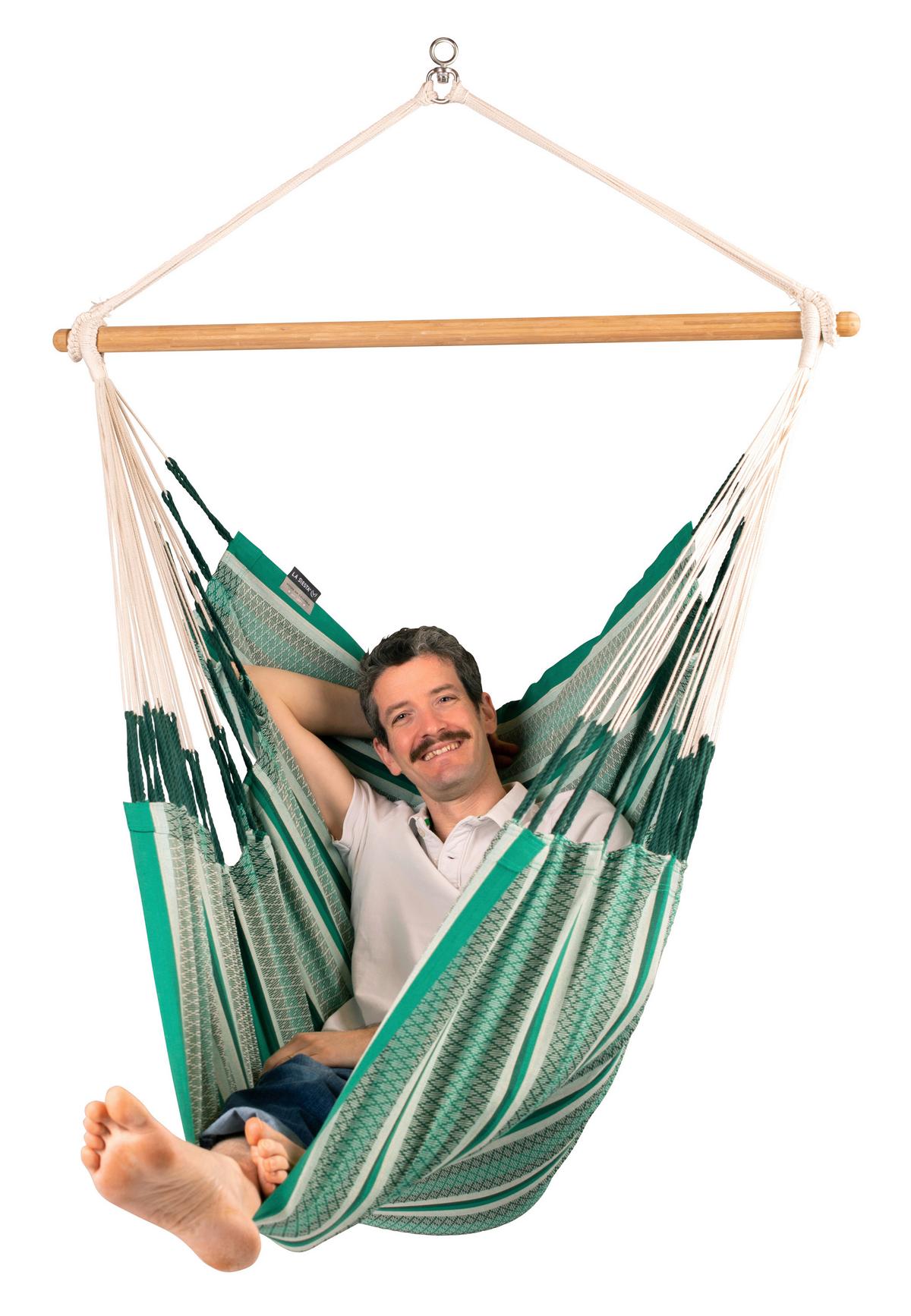 Hängesessel Comfort Hammock Chair Grün - Waldgrün/Dunkelgrün, KONVENTIONELL, Holz/Textil (110/160/180cm) - La Siesta