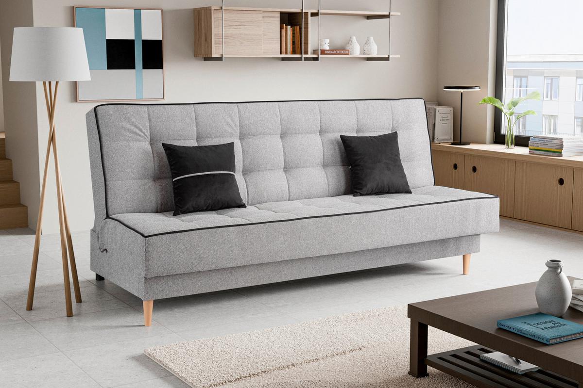 Schlafsofa Bono Hellgrau - Hellbraun/Hellgrau, Basics, Holz/Textil (199/91/91cm) - MID.YOU