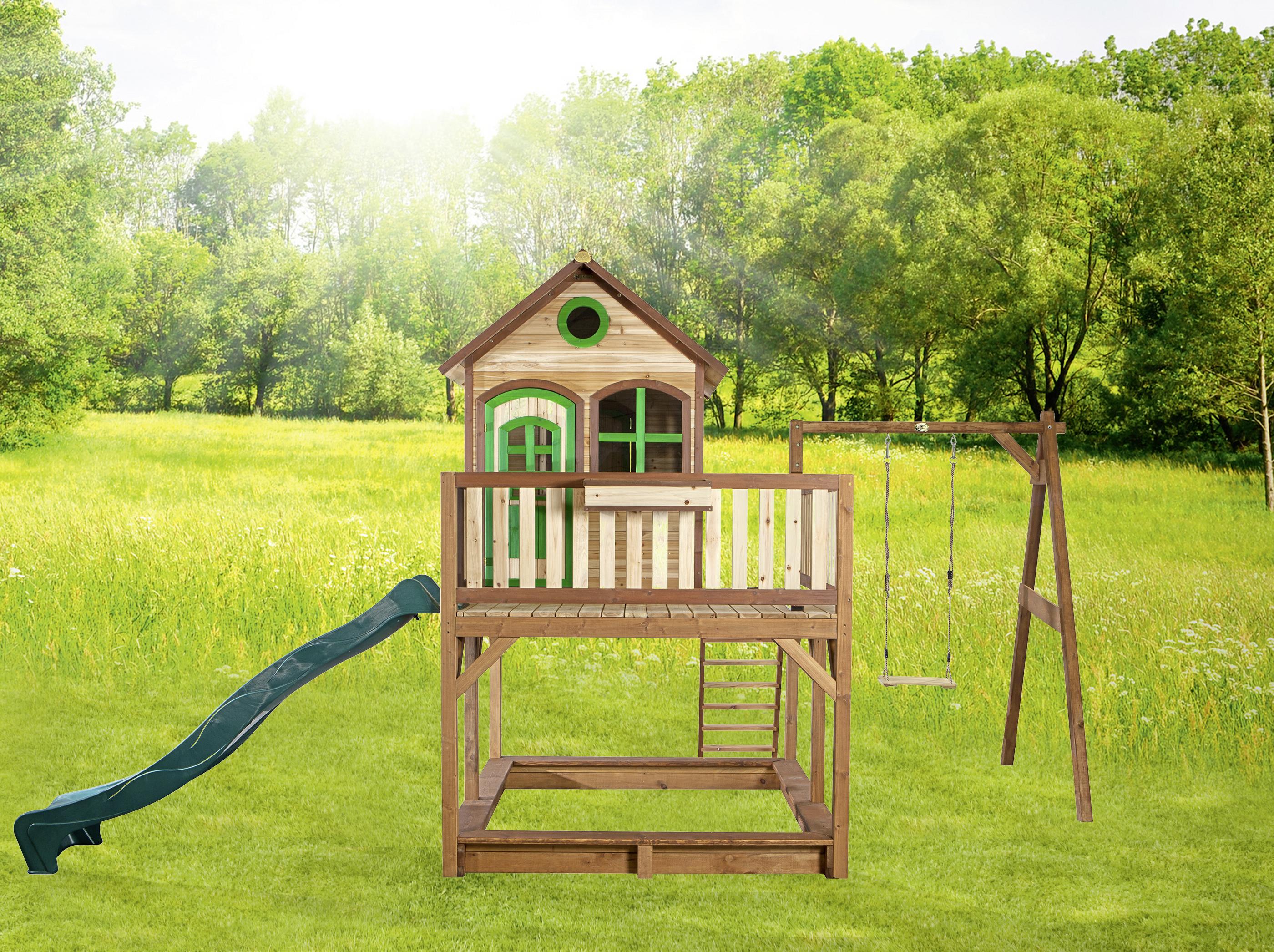 Spielturm Liam aus Zedernholz - Braun/Grün, Basics, Holz/Kunststoff (541/291/277cm) - Ambia Garden