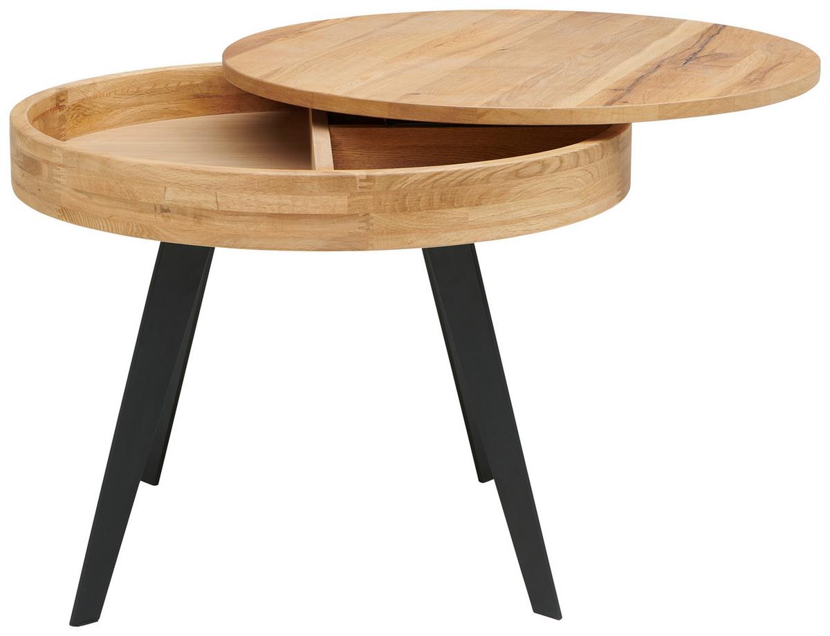 Klubska Miza Dallas, Barva Hrasta - črna/naravne barve, Moderno, kovina/leseni material (70/56cm) - Mömax