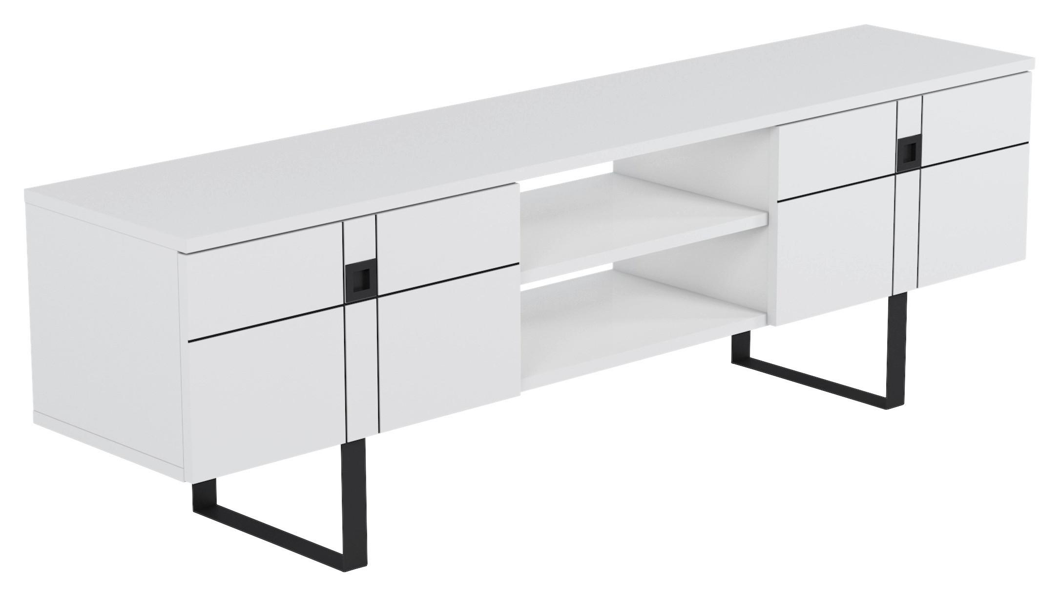 LOWBOARD ZEUS TV-SCHRANK - Weiss/Schwarz, Design, Holzwerkstoff (160/50/35cm) - Livetastic