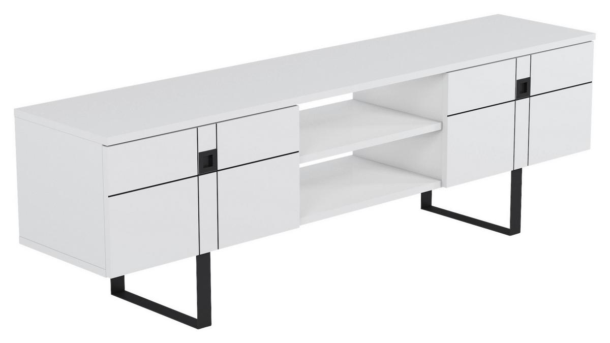 LOWBOARD ZEUS TV-SCHRANK - Weiss/Schwarz, Design, Holzwerkstoff (160/50/35cm) - Livetastic