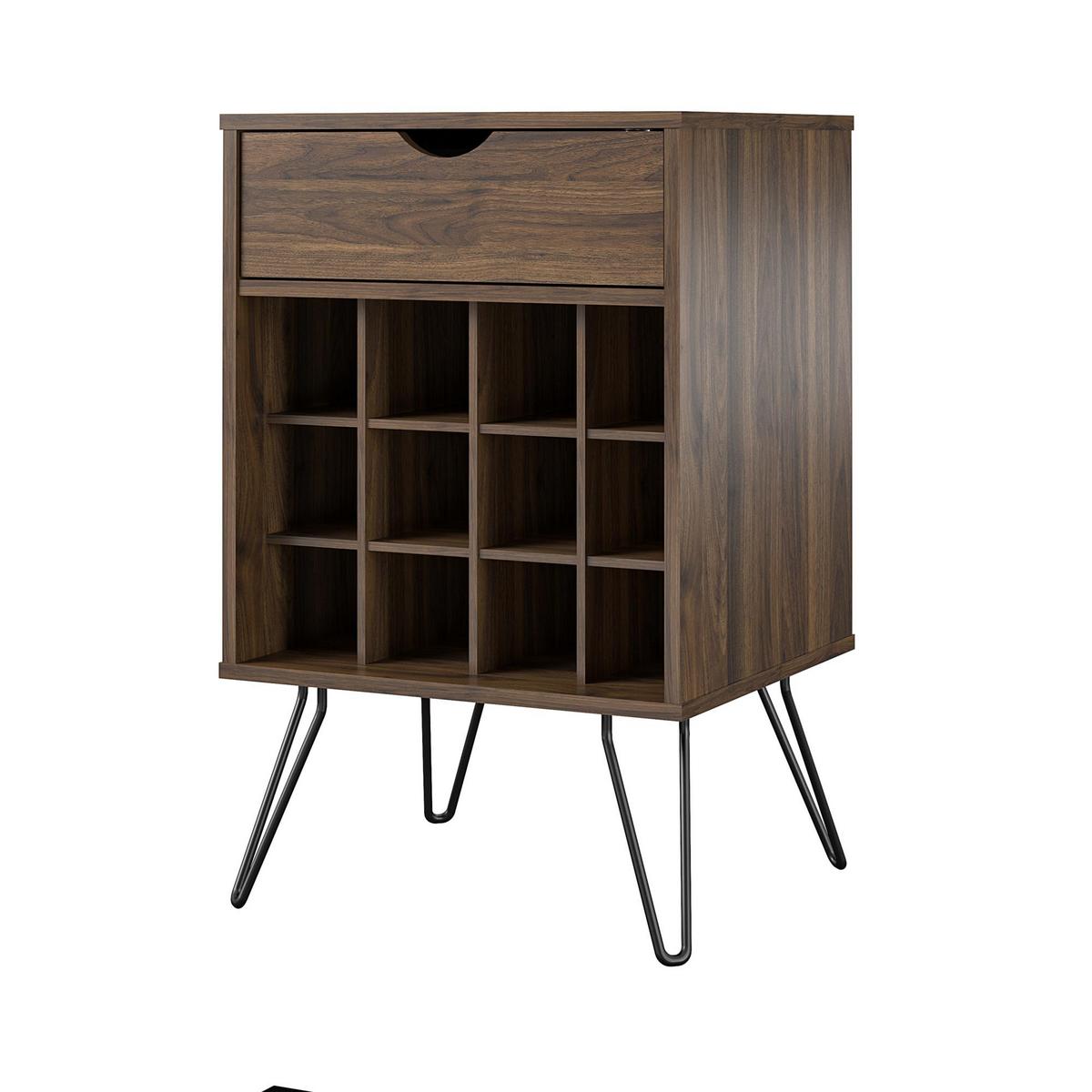 Weinregal Concord Walnussfarben ca.51x80x45cm - Walnussfarben/Schwarz, Design, Holzwerkstoff/Metall (51/80/45cm) - MID.YOU