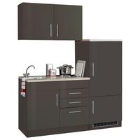 Küchenblock Toronto I m. Geräten Grau/Graphitfarben - Chromfarben/Grau Hochglanz, MODERN, Holzwerkstoff/Metall (160cm) - Held