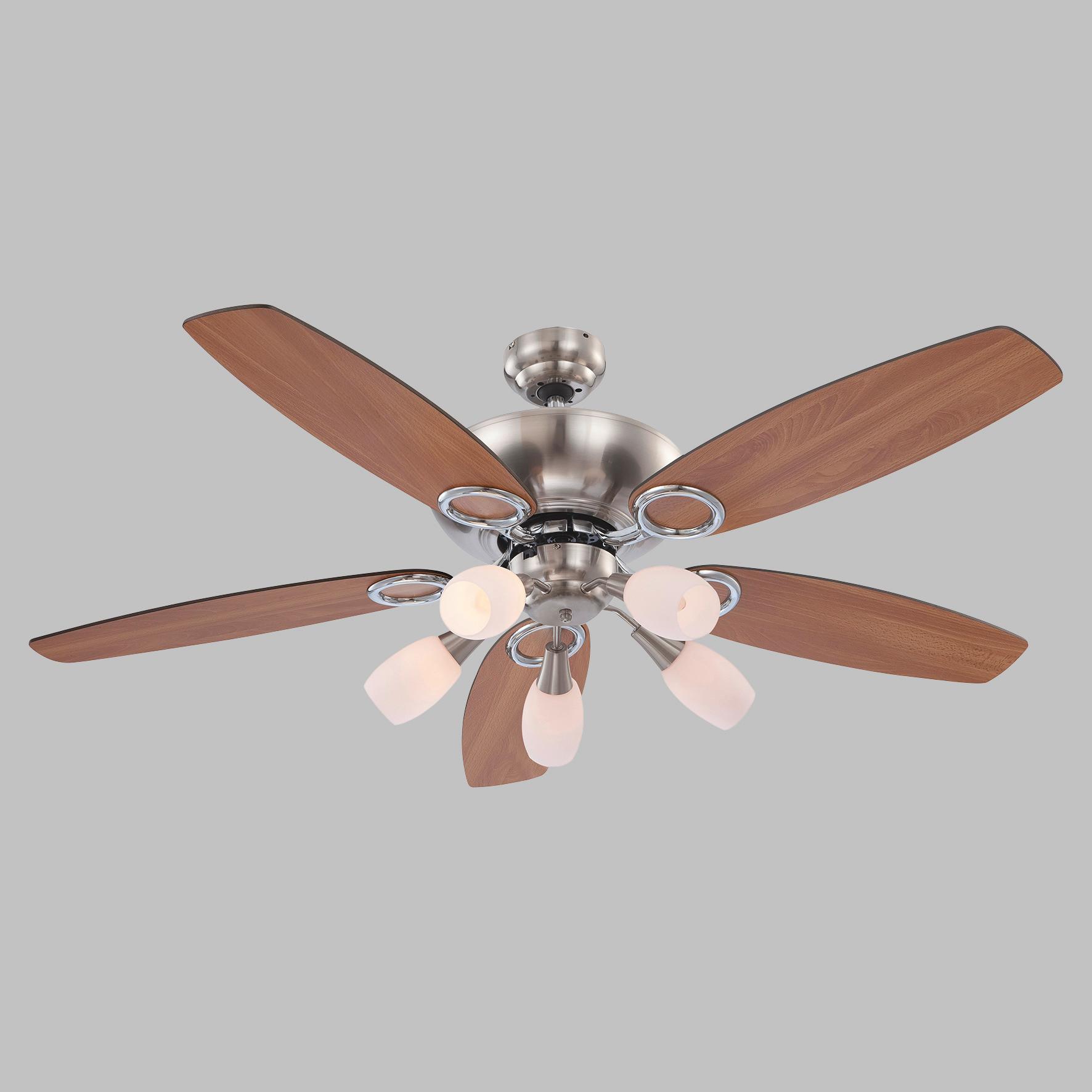 Stropni Ventilator Dian - barve niklja/barve grafita, Konvencionalno, kovina/leseni material (130/49,5cm) - Globo