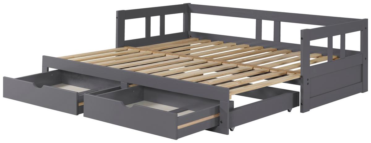 Raztegljiva Postelja Livio, Antracit, 90-180x200cm - naravne barve/antracit, Romantika, kovina/umetna masa (90-180/200cm) - MID.YOU