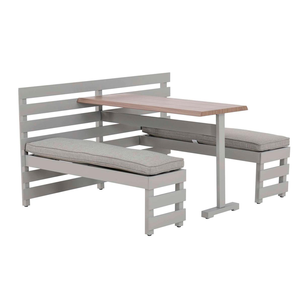 Gartenset Lagos Grau/Beige, 4-teilig - Hellbraun/Beige, Basics, Textil/Metall (126/86/157cm) - Modante