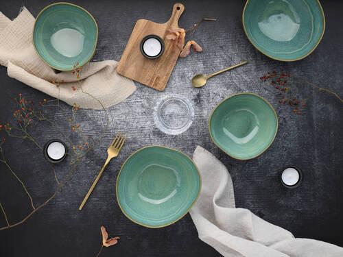 Set Skled Basalt, 4-Delni - olivno zelena , Trend, keramika - Creatable