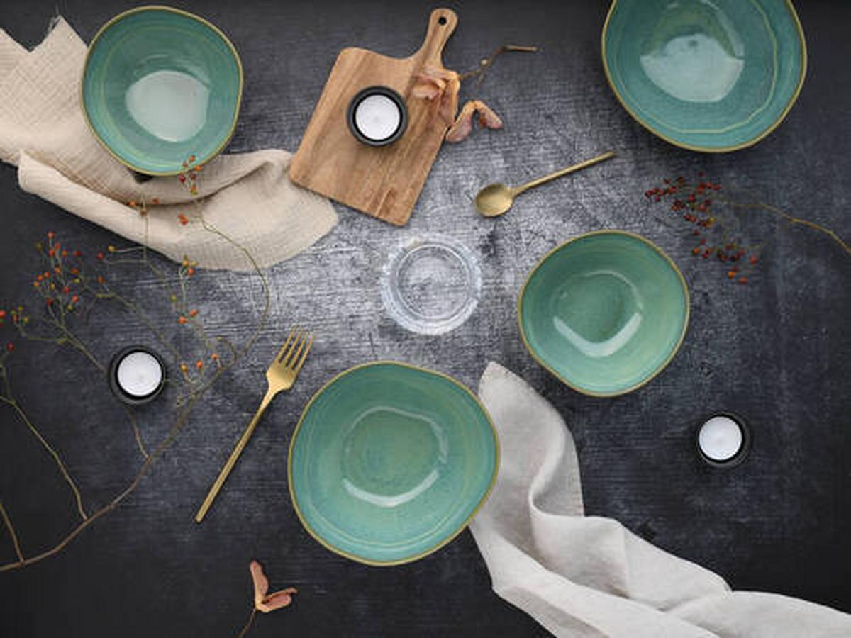 Set Skled Basalt, 4-Delni - olivno zelena , Trend, keramika - Creatable