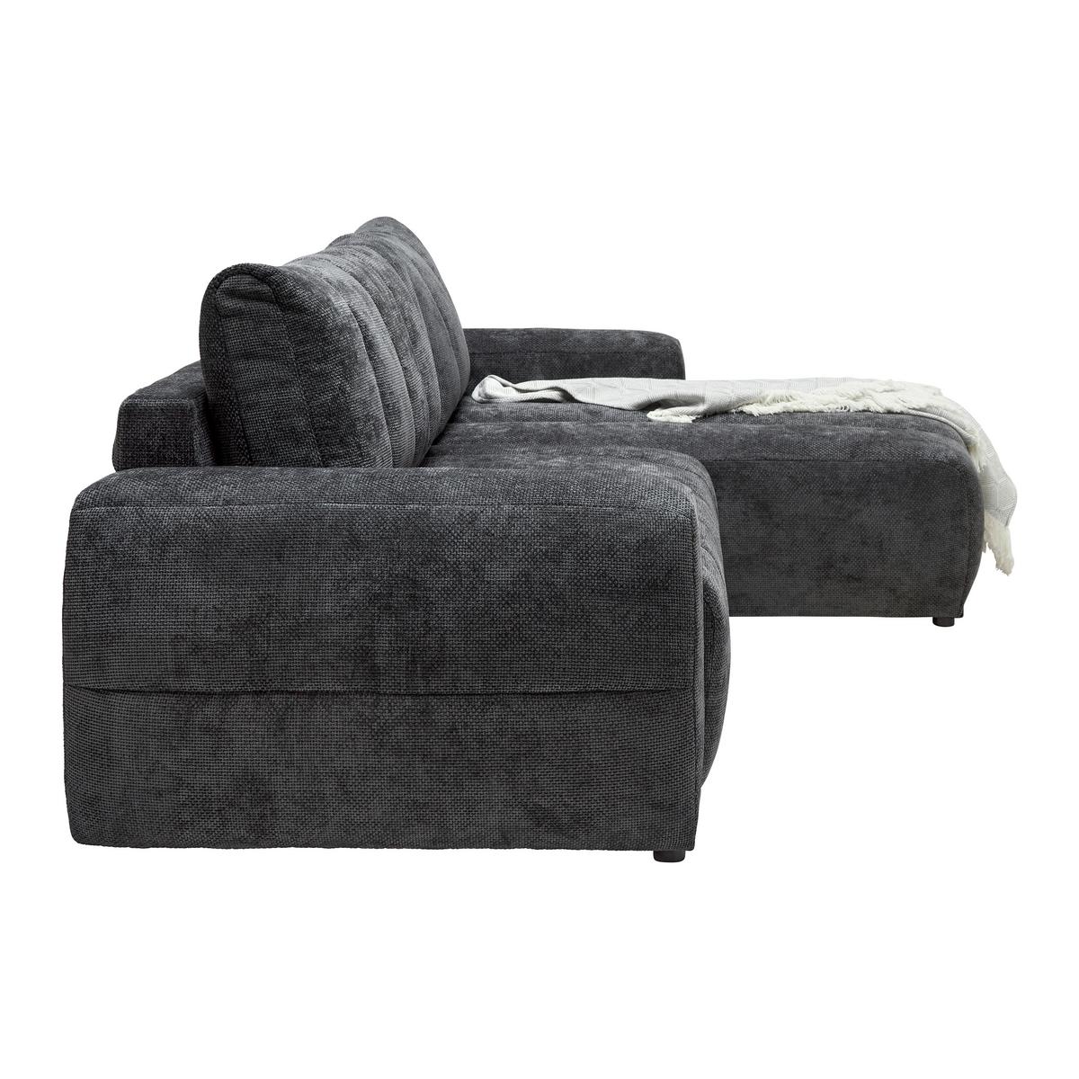 Wohnlandschaft Bolonia Graphitfarben - Schwarz Hochglanz/Graphitfarben, MODERN, Textil/Metall (273/166cm) - Mömax