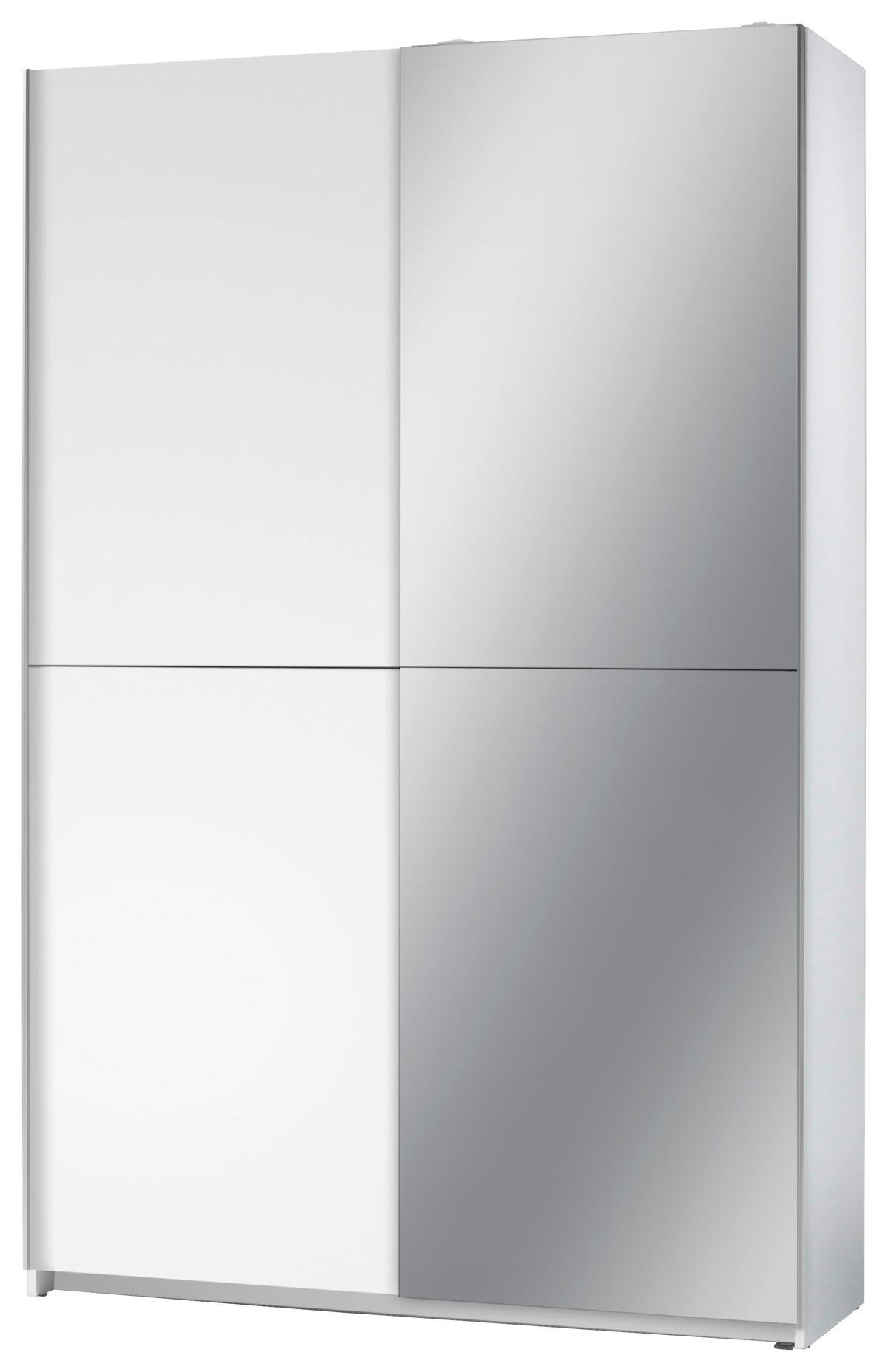 Ormar S Kliznim Vratima Slim - bijela/srebrne boje, Basics, staklo (125/195,5/38cm) - Modern Living
