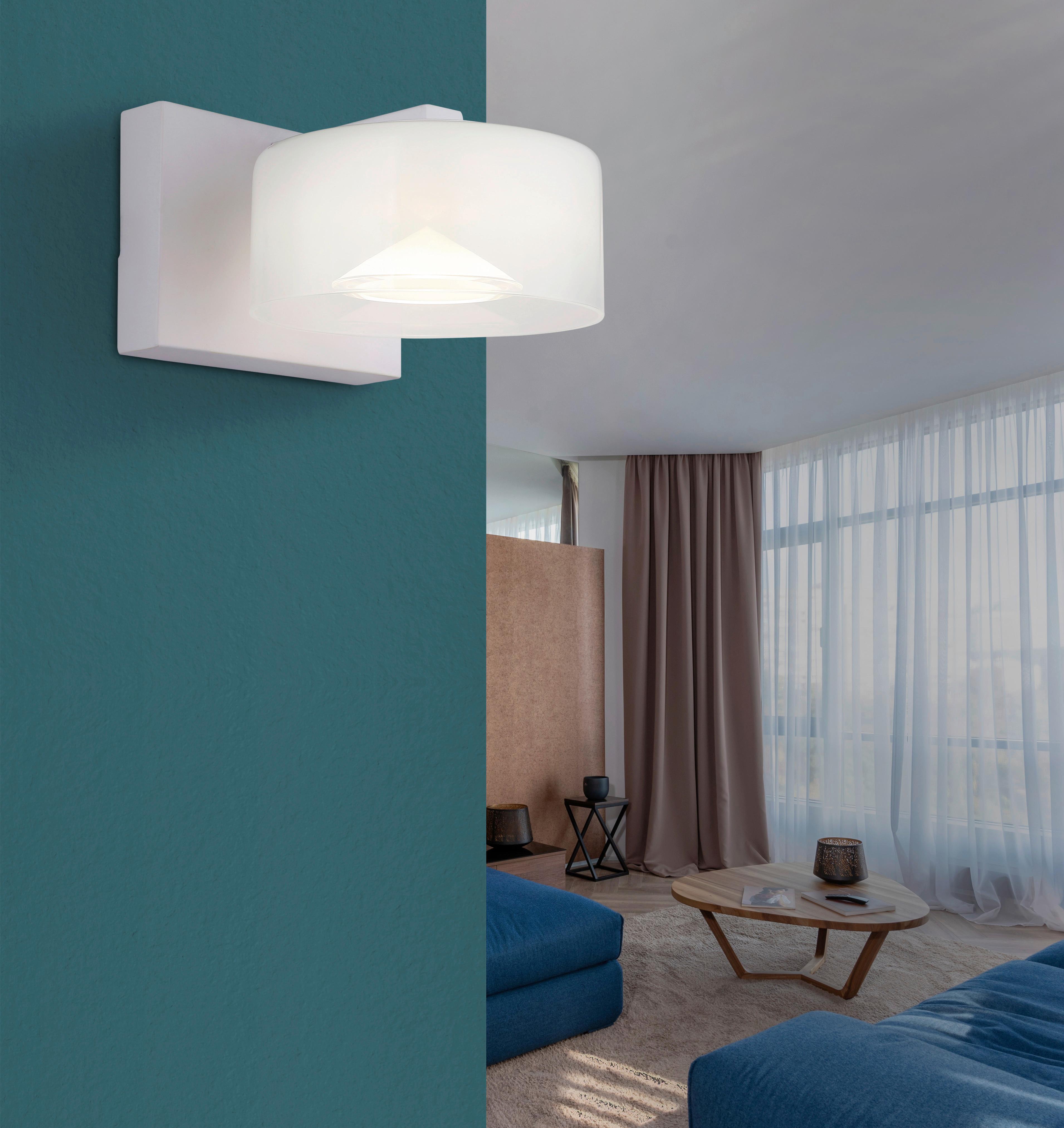 Aplică de perete cu LED Belinda - alb/străveziu, Design, plastic/sticlă (15/19,5/11cm) - Globo