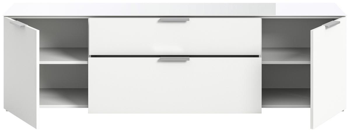 Komoda Ray - bijela/srebrne boje, Design, staklo/drvni materijal (179/51/40cm) - Modern Living