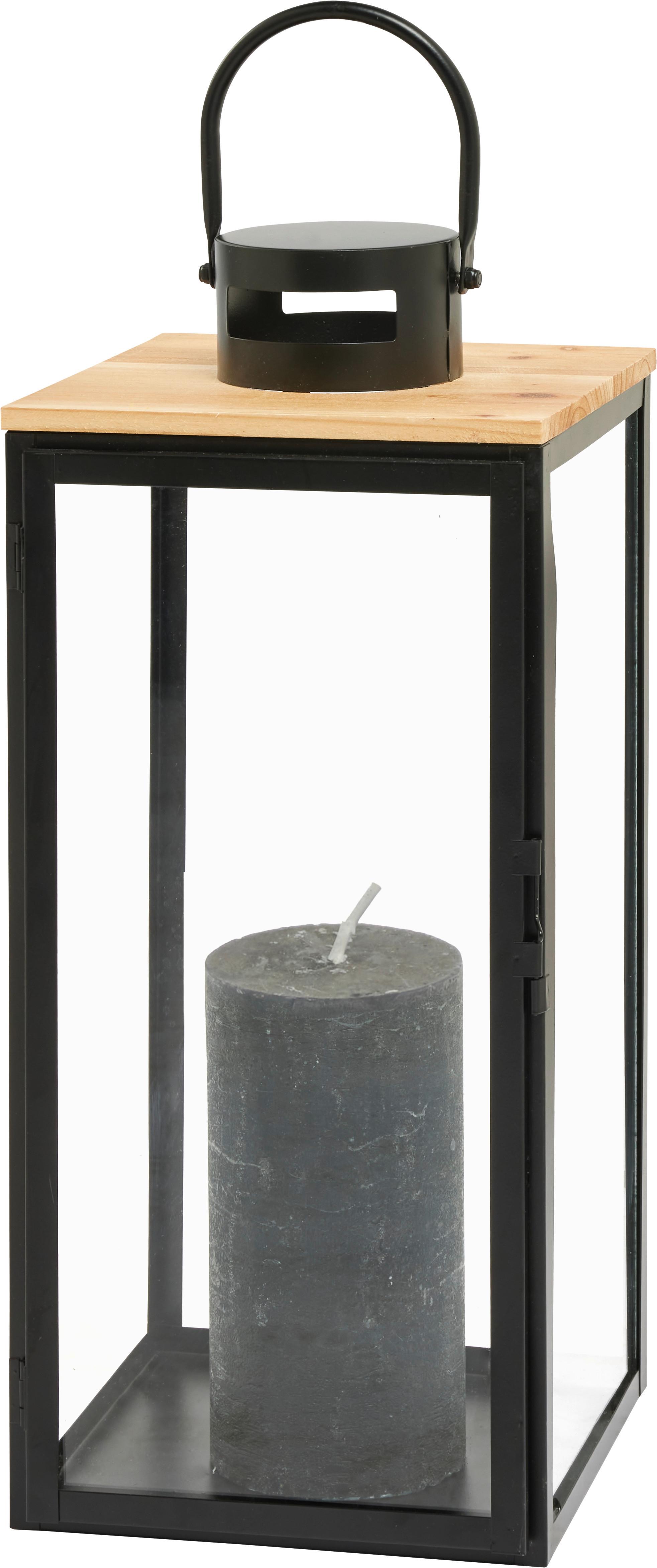 Laterna Pure -Paz- - črna, kovina/steklo (20,5/48,5/21,5cm) - Premium Living
