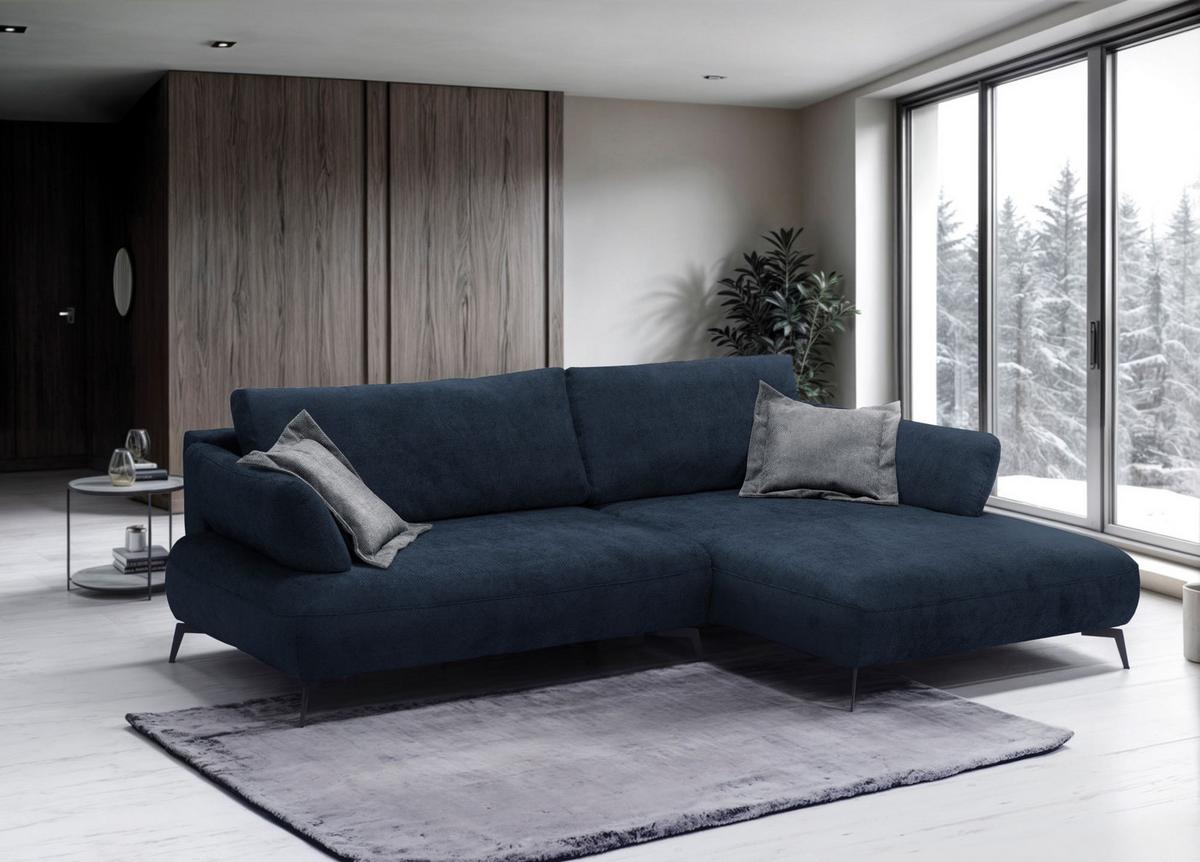 Kutna Garnitura Madison - plava/crna, Moderno, drvni materijal/drvo (284/92/186cm) - Modern Living